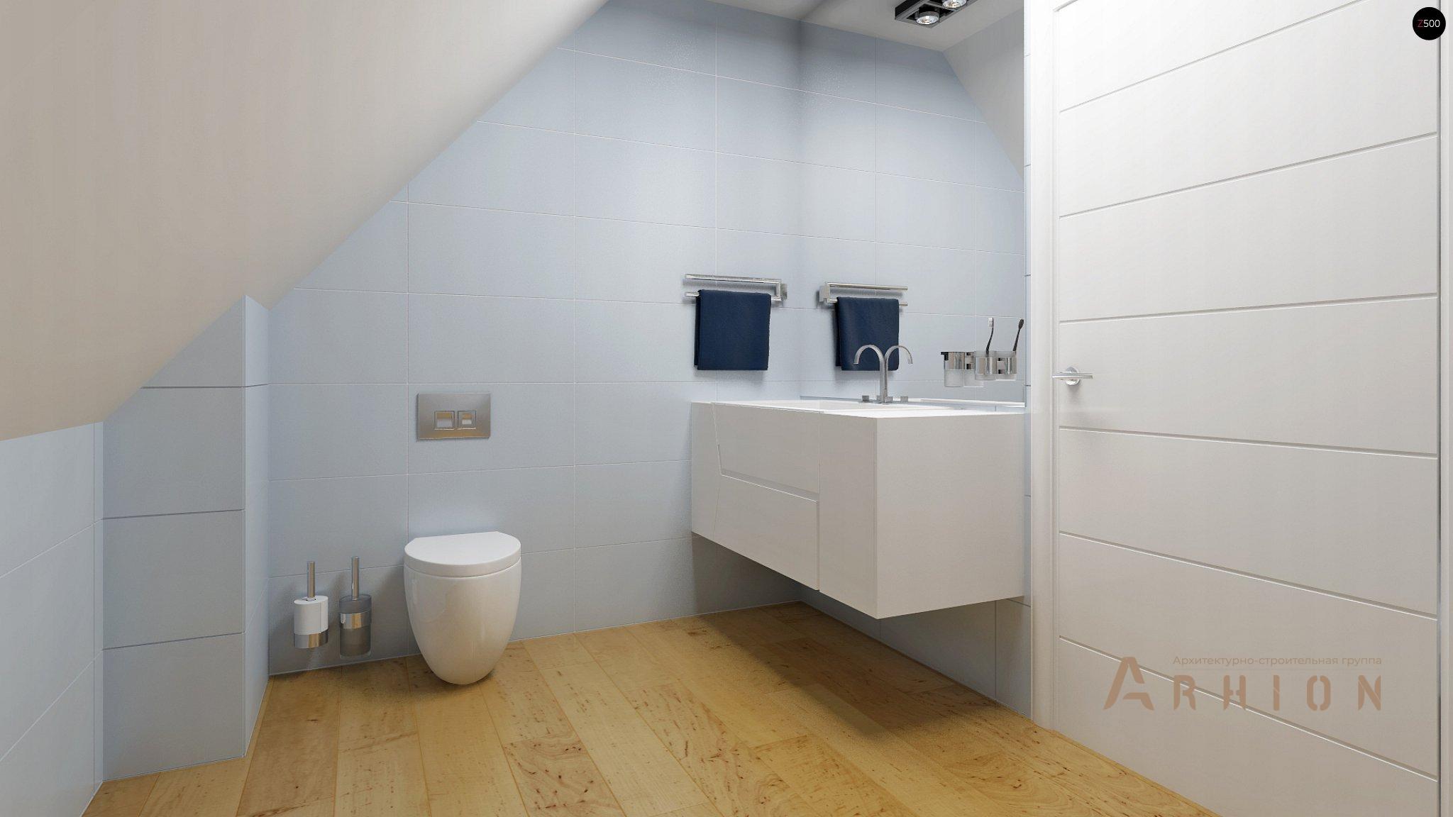 8. Проект одноэтажного дома в европейском стиле с двускатной кровлей, Z43, площадью - 139 кв c мансардой, терассой, балконом, гаражом, эркером