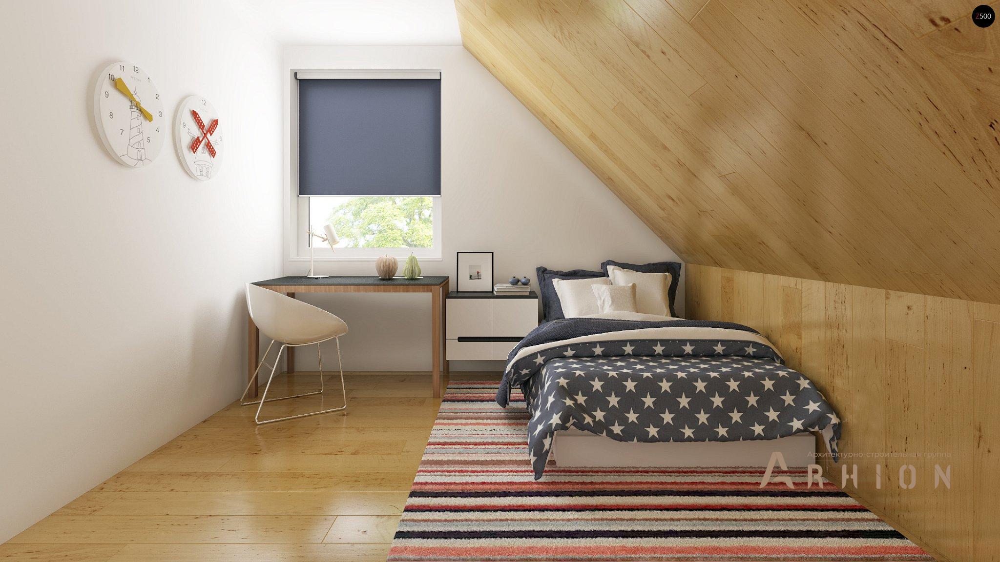 10. Проект одноэтажного дома в европейском стиле с двускатной кровлей, Z43, площадью - 139 кв c мансардой, терассой, балконом, гаражом, эркером