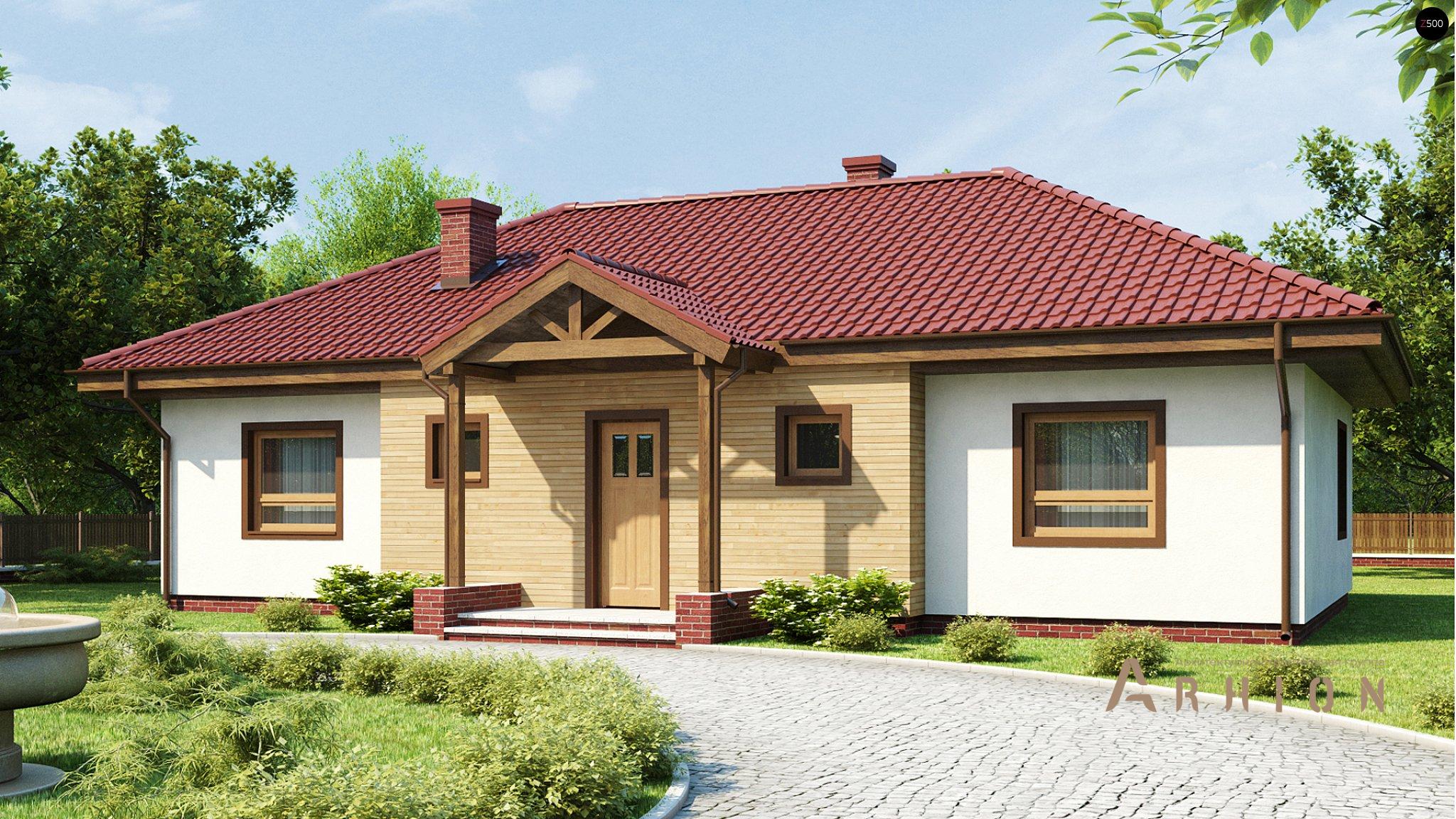 1. Проект одноэтажного дома в современном стиле с четырехскатной, Z5, площадью - 252 кв c терассой