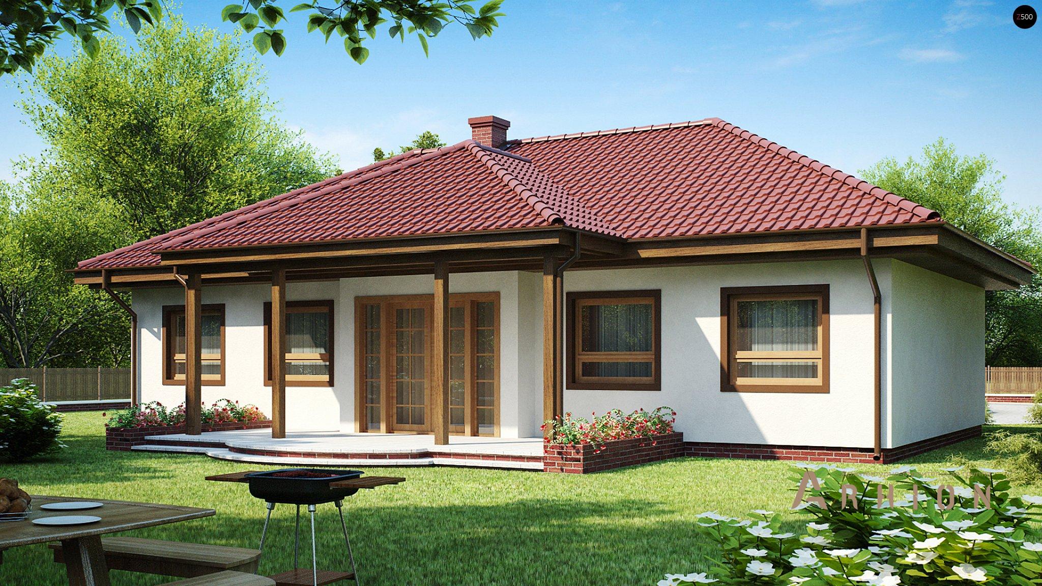 2. Проект одноэтажного дома в современном стиле с четырехскатной, Z5, площадью - 252 кв c терассой