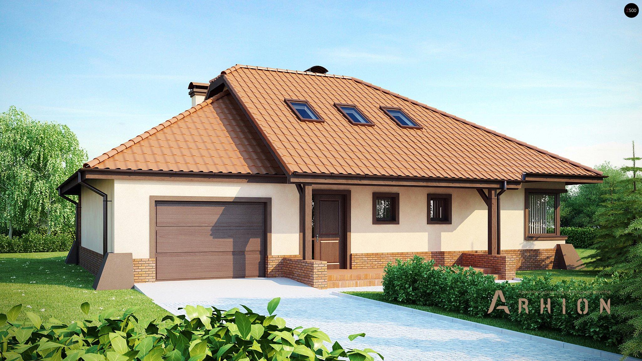 2. Проект одноэтажного дома в современном стиле с многоскатной кровлей, Z56, площадью - 217 кв c мансардой, терассой, гаражом