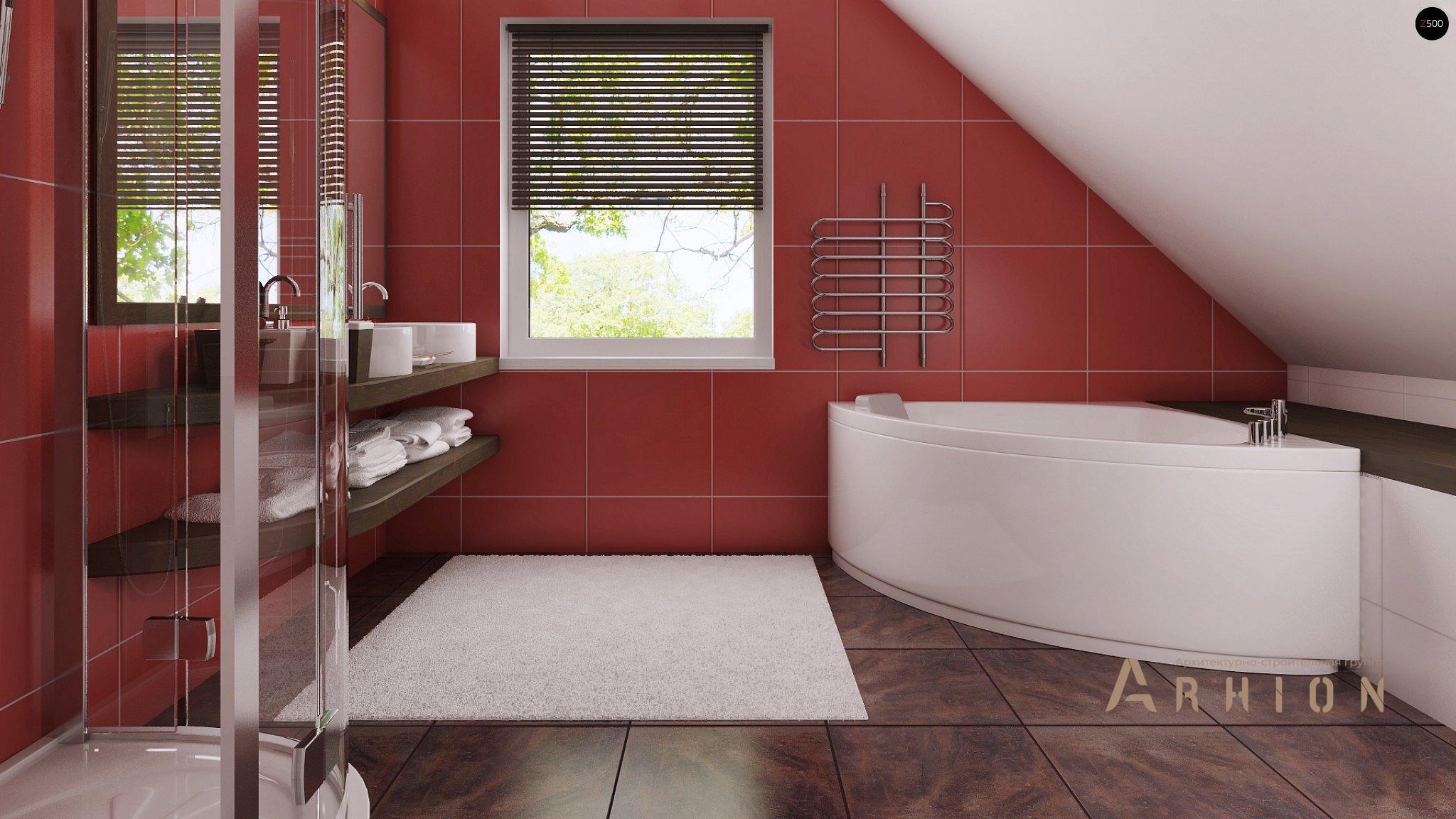 8. Проект одноэтажного дома в канадском стиле с двускатной кровлей, Z66, площадью - 154 кв c мансардой, терассой