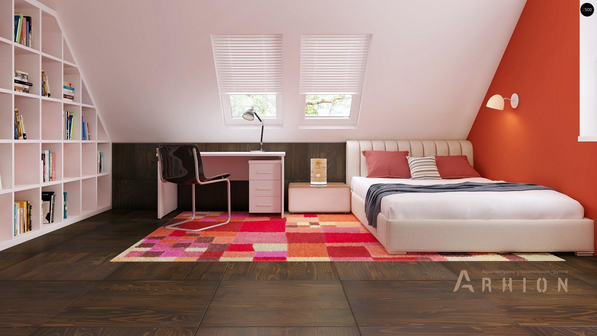 10. Проект одноэтажного дома в канадском стиле с двускатной кровлей, Z66, площадью - 154 кв c мансардой, терассой