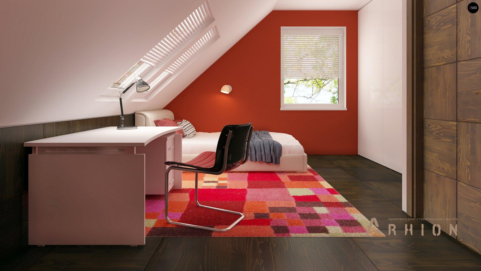 11. Проект одноэтажного дома в канадском стиле с двускатной кровлей, Z66, площадью - 154 кв c мансардой, терассой