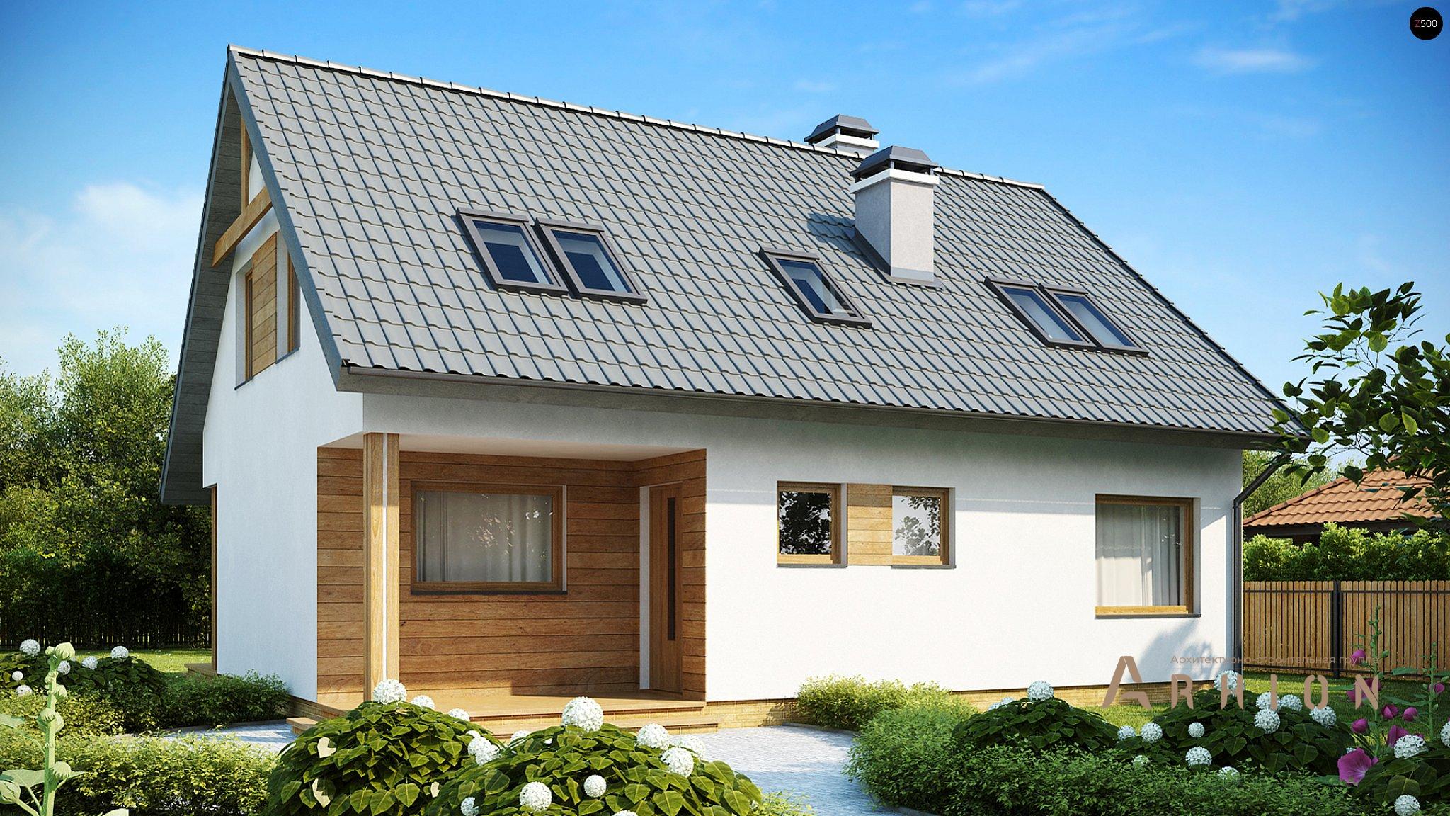 12. Проект одноэтажного дома в канадском стиле с двускатной кровлей, Z66, площадью - 154 кв c мансардой, терассой