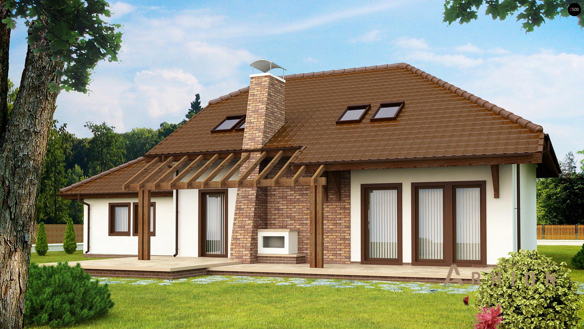 2. Проект одноэтажного дома в европейском стиле с четырехскатной, Z67, площадью - 234 кв c мансардой, терассой, гаражом