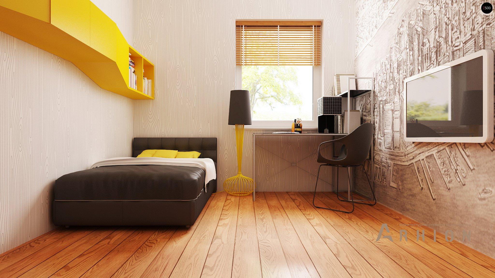 5. Проект одноэтажного дома в современном стиле с двускатной кровлей, Z7, площадью - 82 кв c терассой