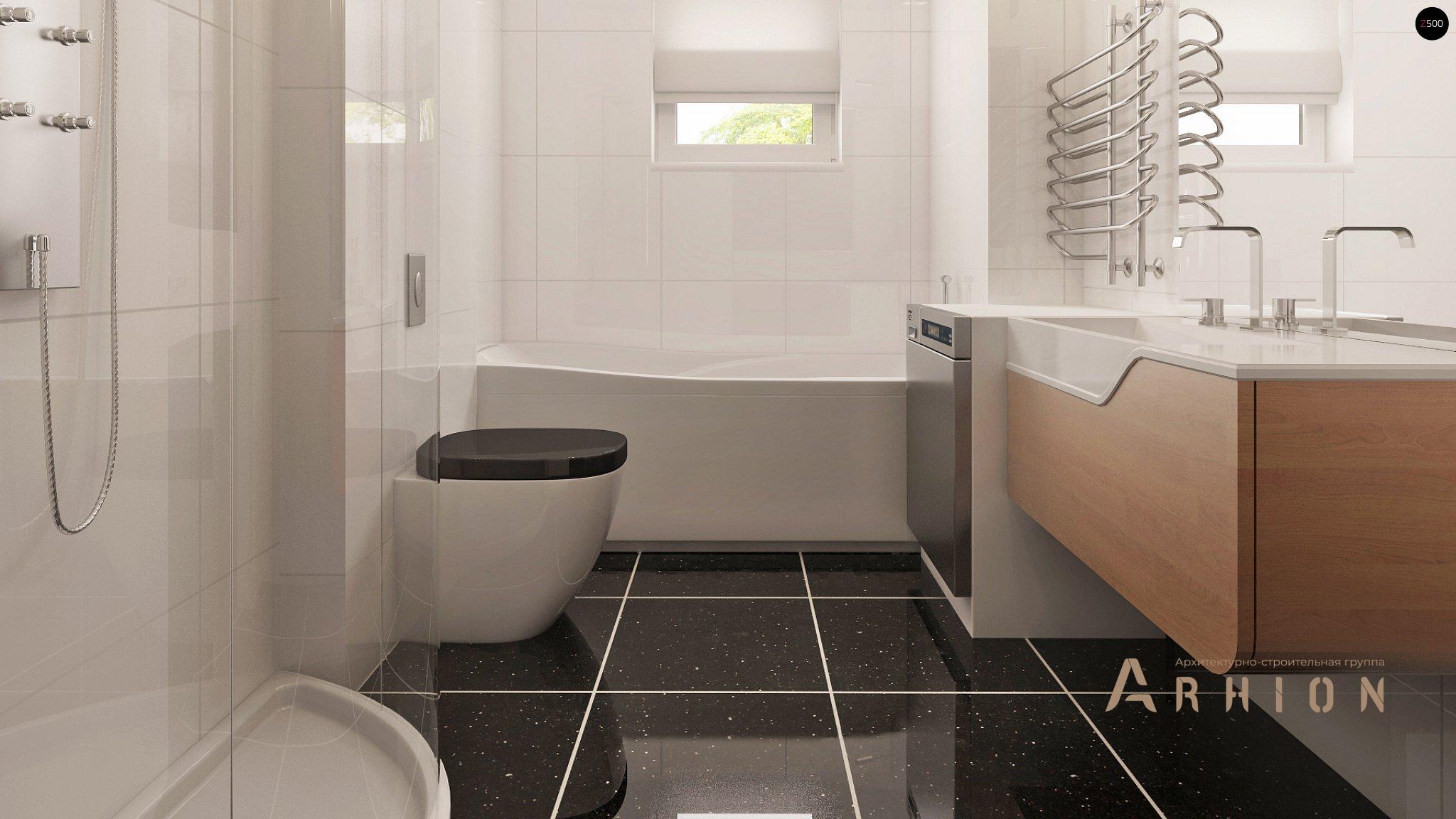 10. Проект одноэтажного дома в современном стиле с двускатной кровлей, Z7, площадью - 82 кв c терассой