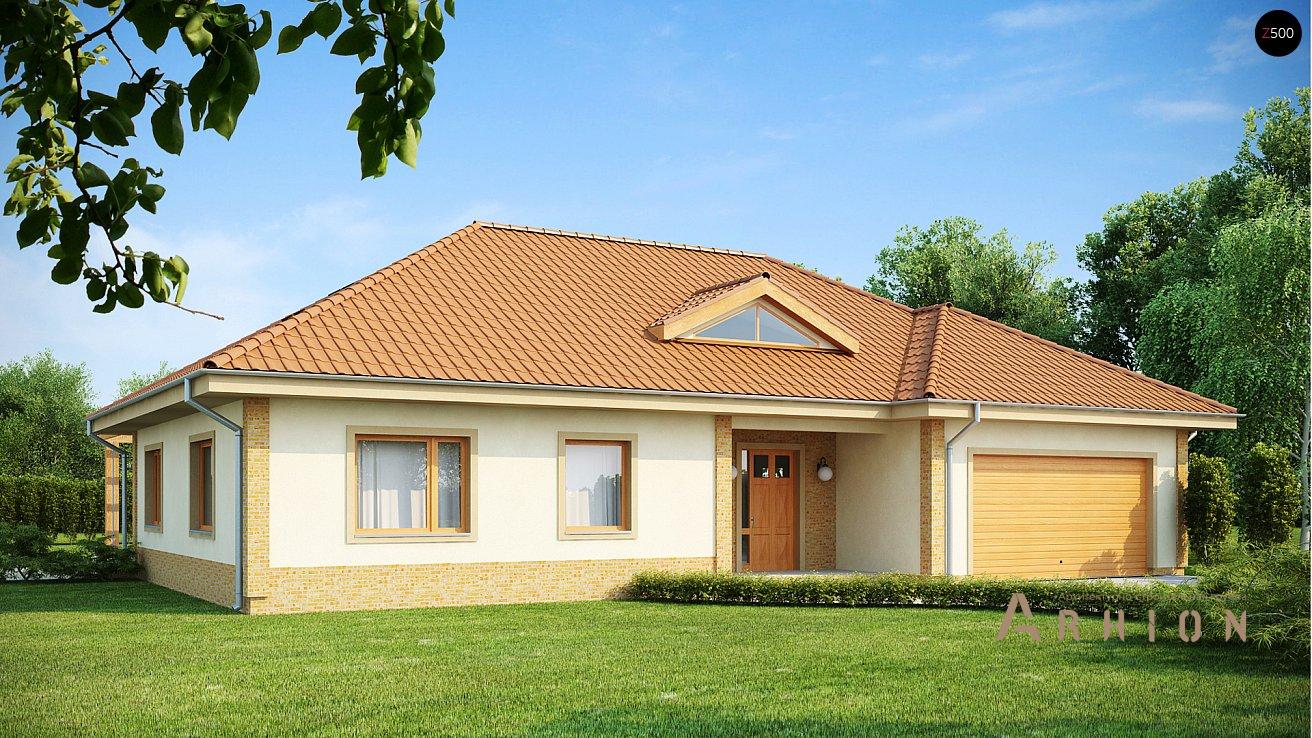 1. Проект одноэтажного дома в современном стиле с четырехскатной, Z77, площадью - 223 кв c мансардой, терассой, гаражом