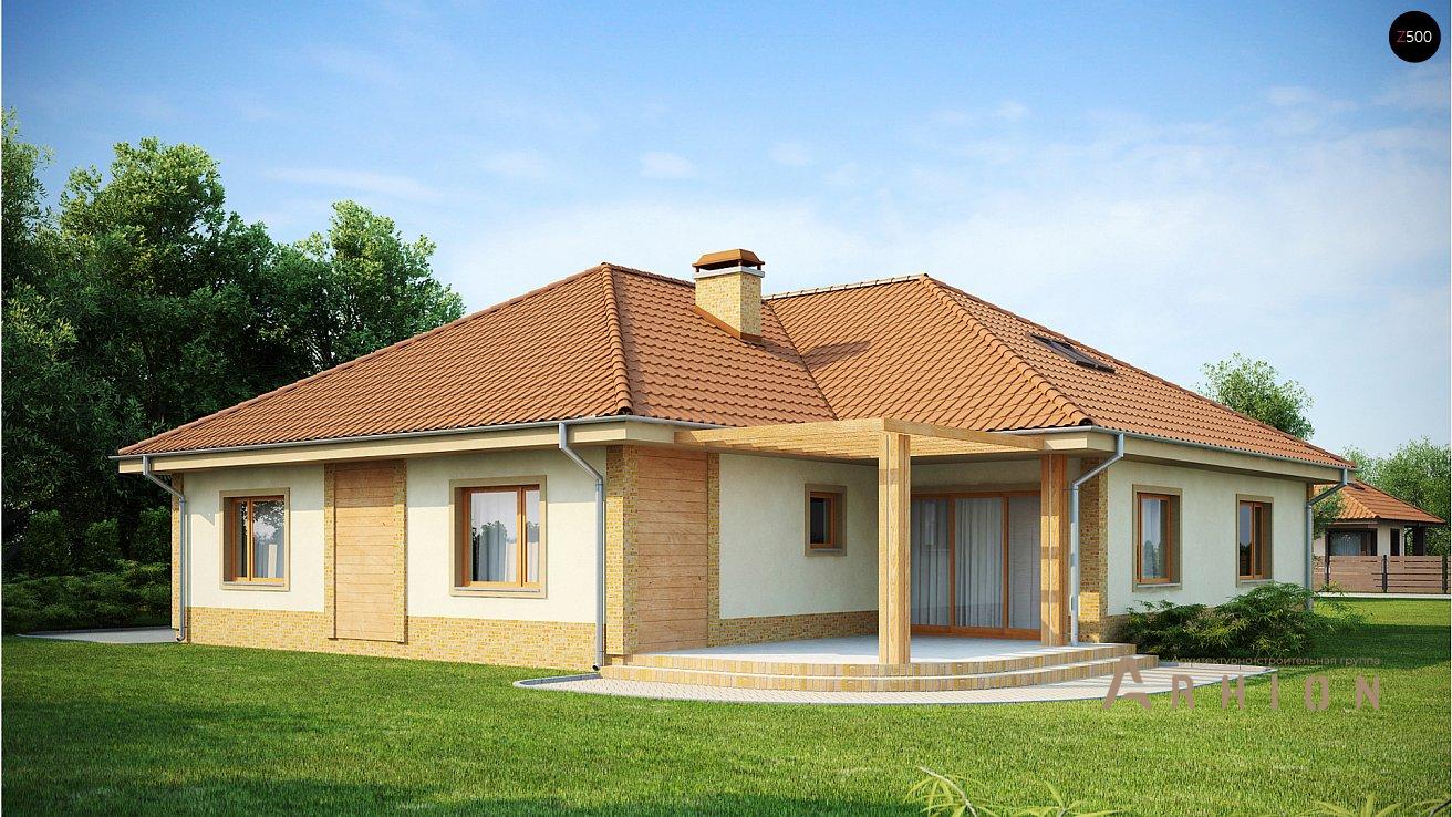 2. Проект одноэтажного дома в современном стиле с четырехскатной, Z77, площадью - 223 кв c мансардой, терассой, гаражом