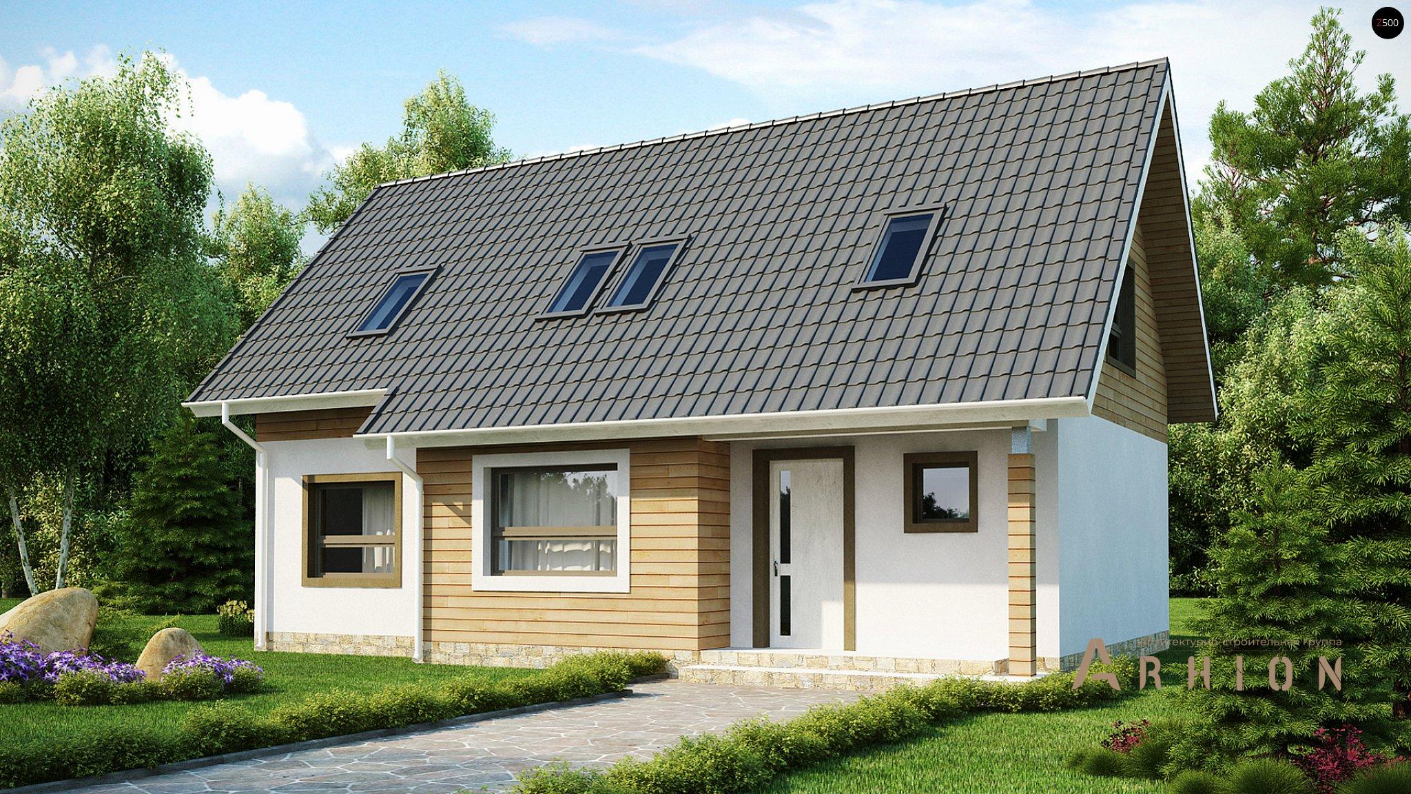 12. Проект одноэтажного дома в европейском стиле с двускатной кровлей, Z79, площадью - 139 кв c мансардой, терассой