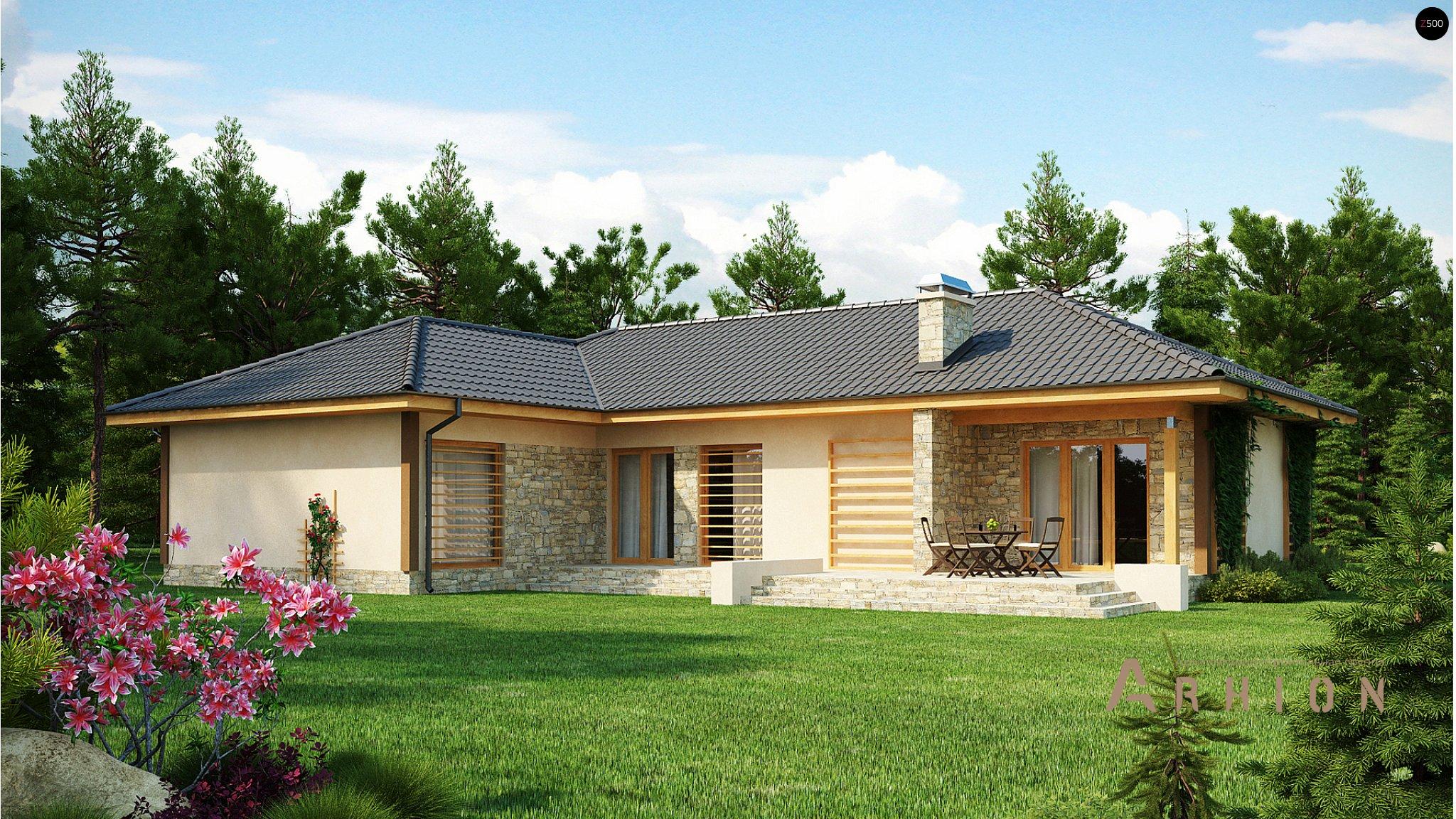 2. Проект одноэтажного дома в современном стиле с четырехскатной, Z81, площадью - 209 кв c терассой, гаражом