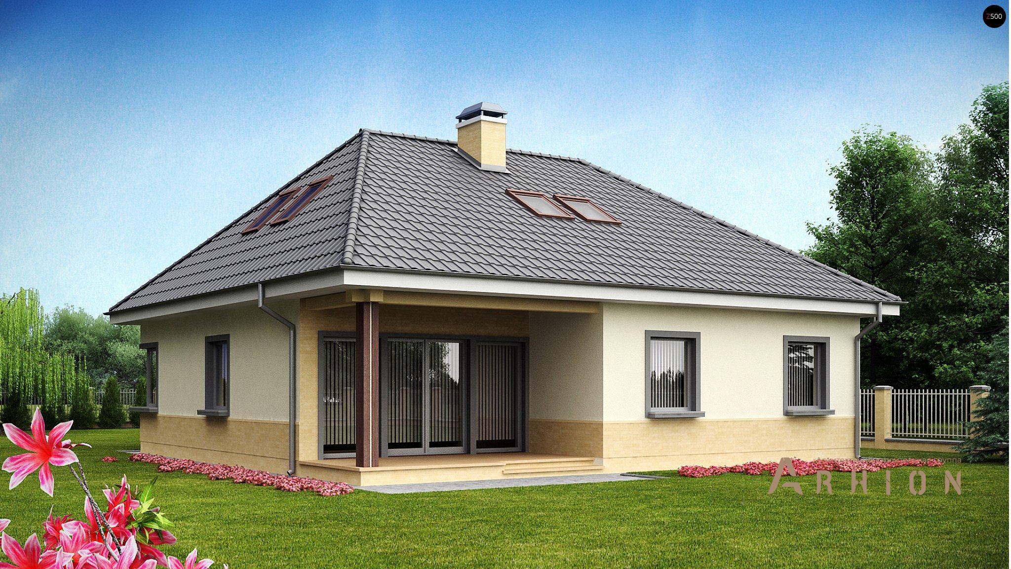 1. Проект одноэтажного дома в современном стиле с четырехскатной, Z84, площадью - 234 кв c мансардой, терассой