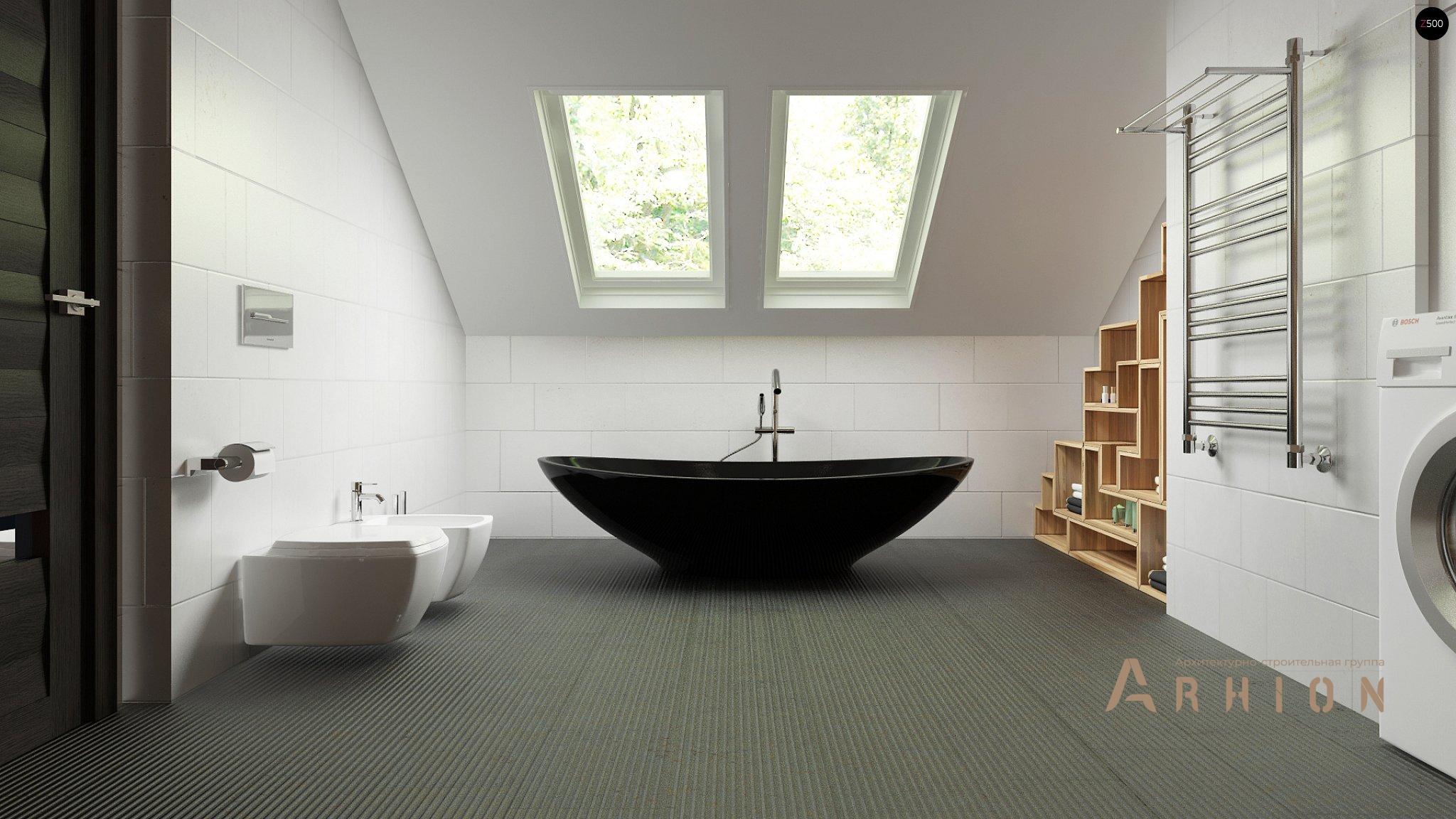 9. Проект одноэтажного дома в европейском стиле с двускатной кровлей, Z89, площадью - 139 кв c мансардой, терассой, балконом, эркером