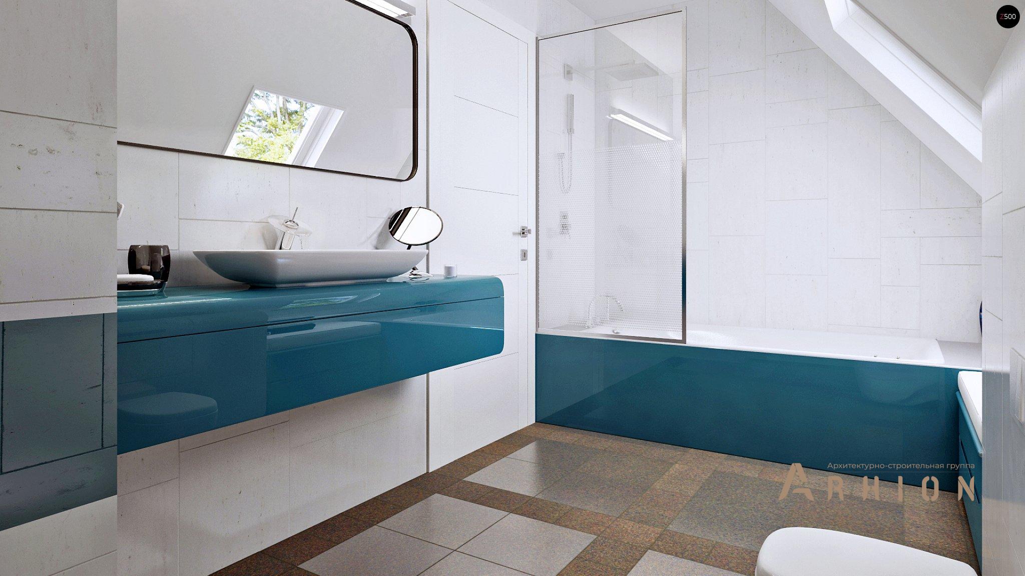 10. Проект одноэтажного дома в канадском стиле с двускатной кровлей, Z92, площадью - 147 кв c мансардой, терассой, балконом