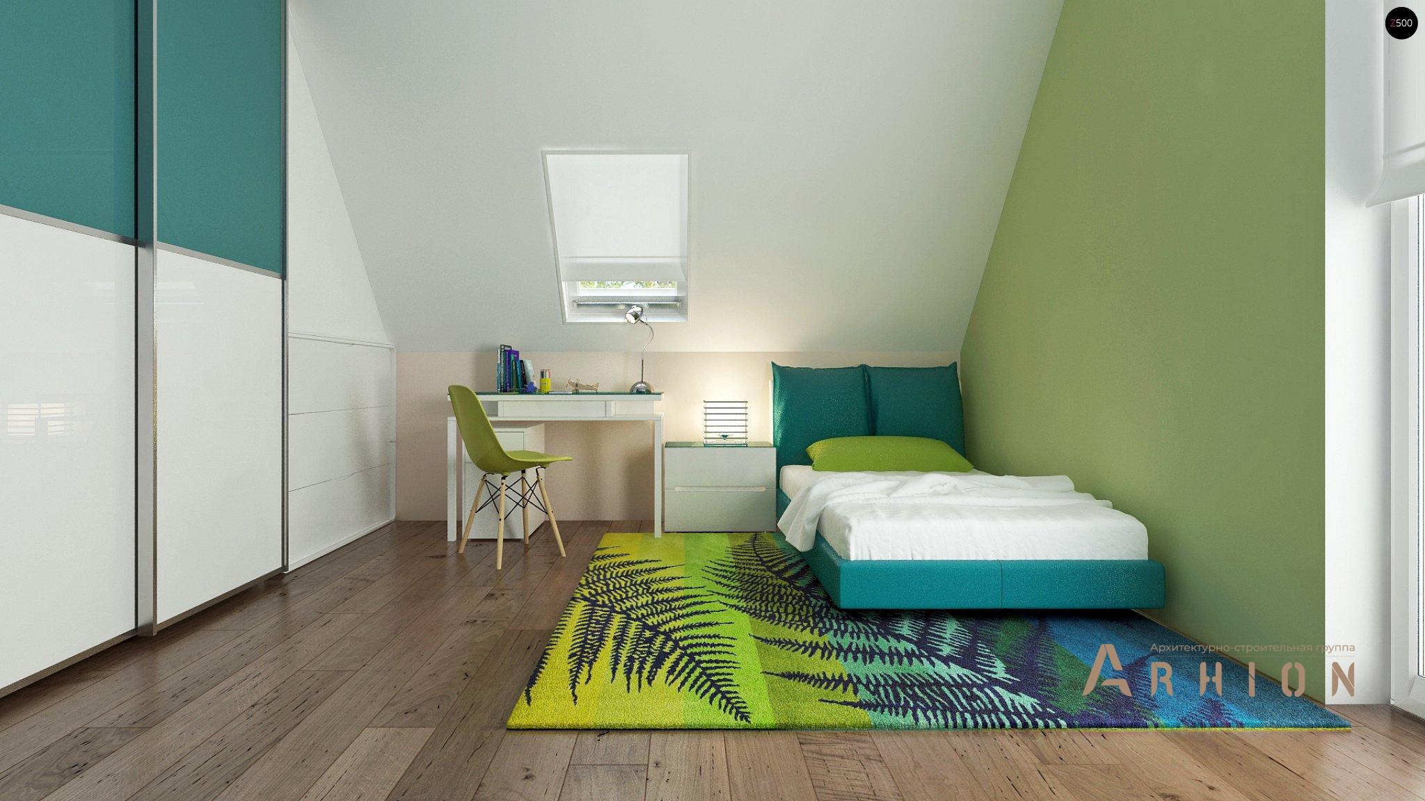 11. Проект одноэтажного дома в канадском стиле с двускатной кровлей, Z92, площадью - 147 кв c мансардой, терассой, балконом