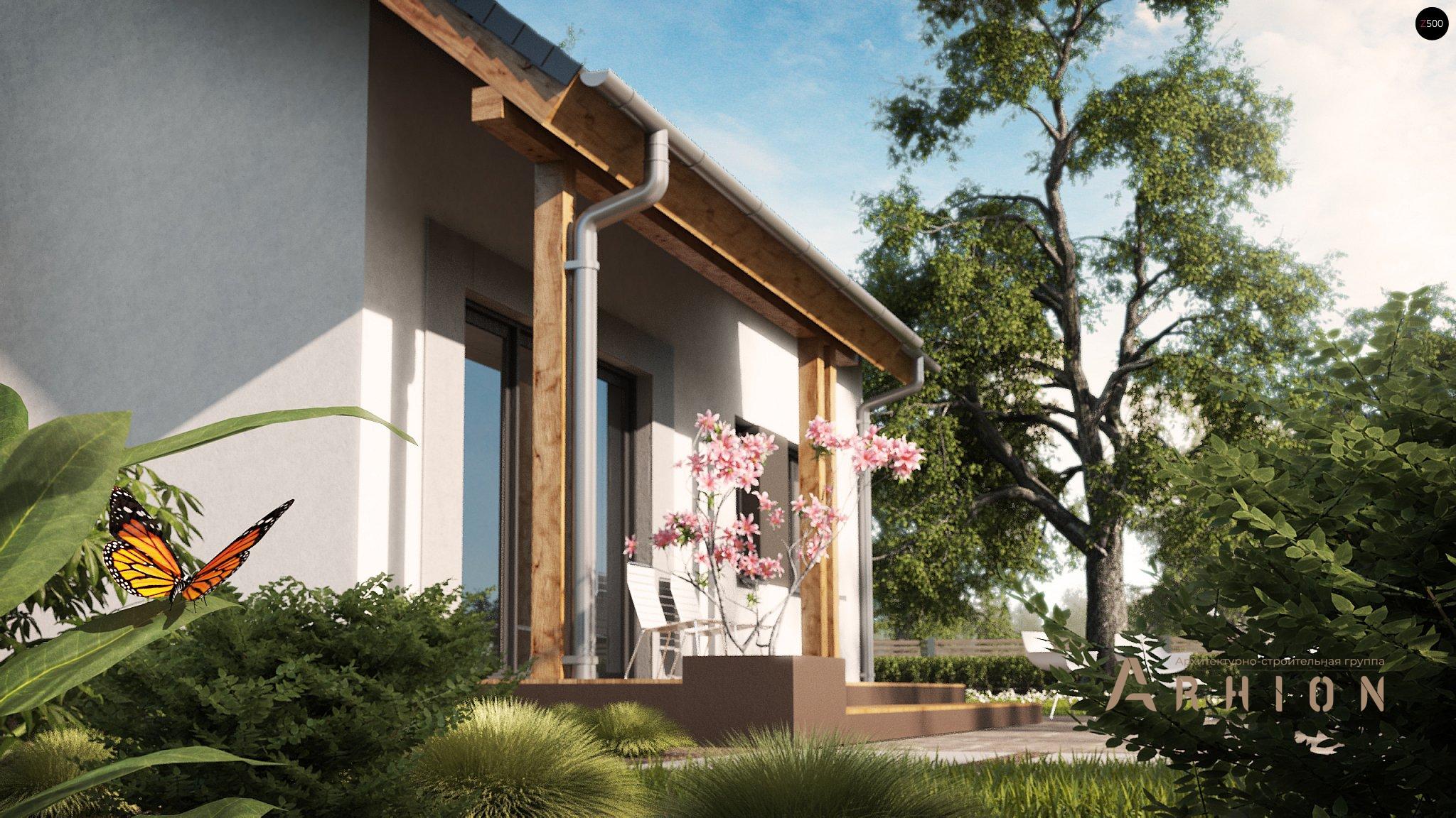 14. Проект одноэтажного дома в канадском стиле с двускатной кровлей, Z92, площадью - 147 кв c мансардой, терассой, балконом