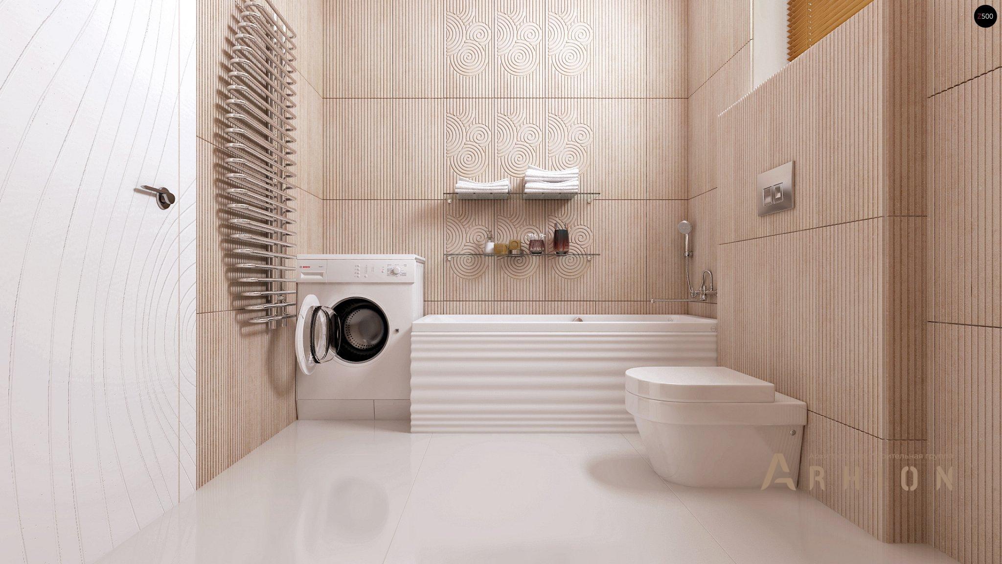 9. Проект одноэтажного дома в европейском стиле с двускатной кровлей, Z93, площадью - 102 кв c терассой, эркером