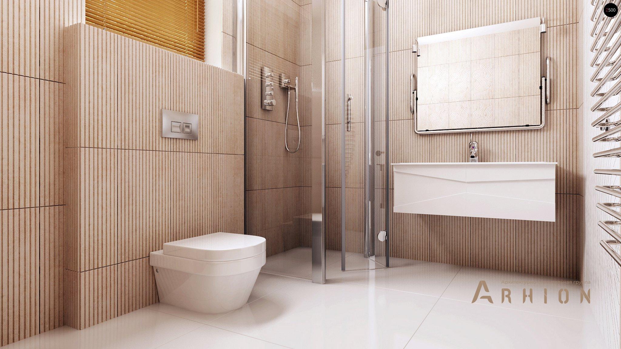 10. Проект одноэтажного дома в европейском стиле с двускатной кровлей, Z93, площадью - 102 кв c терассой, эркером