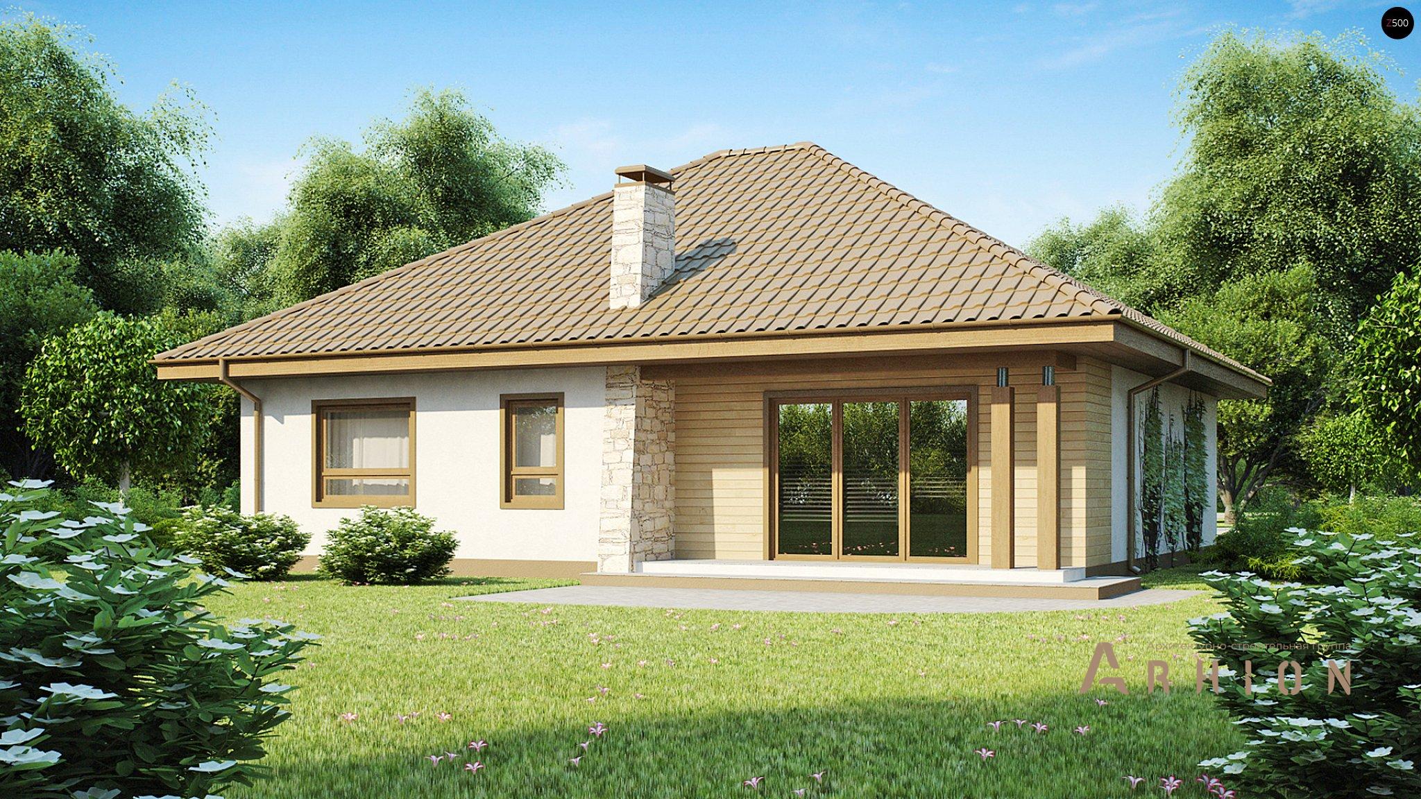 1. Проект одноэтажного дома в современном стиле с четырехскатной, Z94, площадью - 142 кв c терассой, гаражом