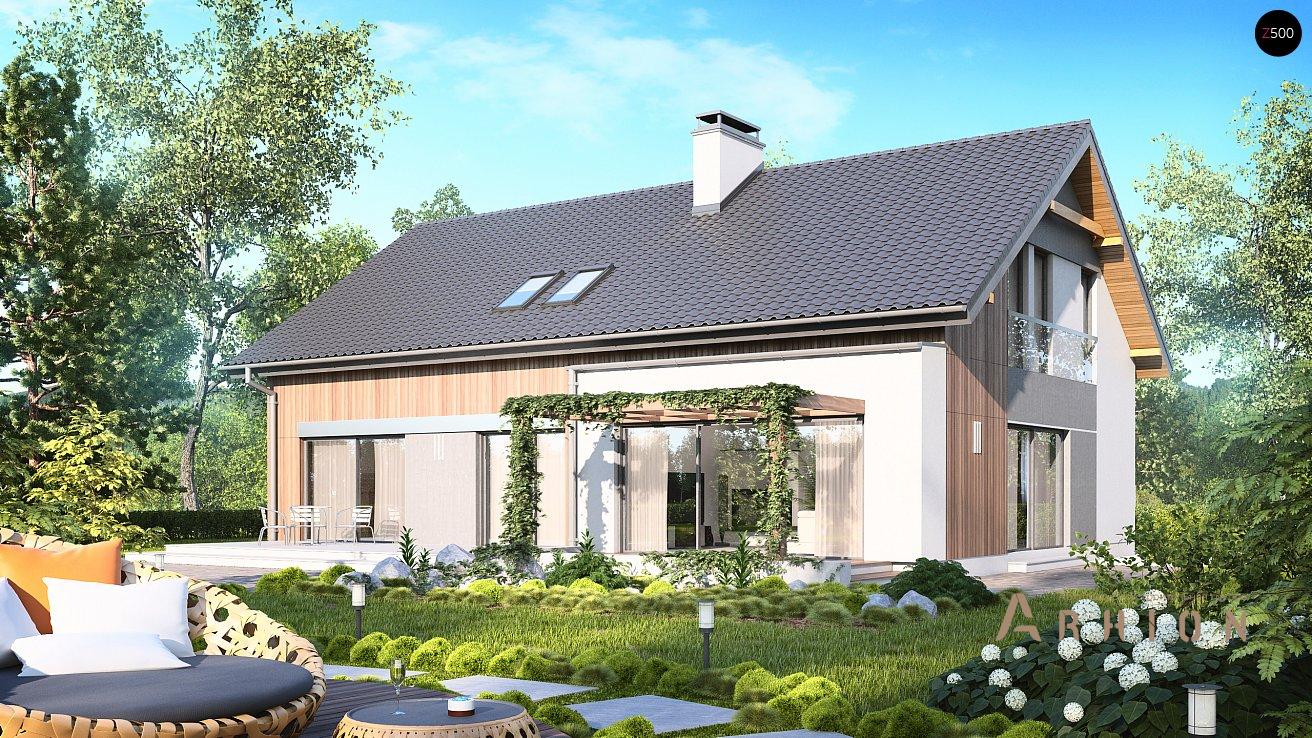 2. Проект одноэтажного дома в современном стиле с двускатной кровлей, Z97, площадью - 232 кв c мансардой, терассой