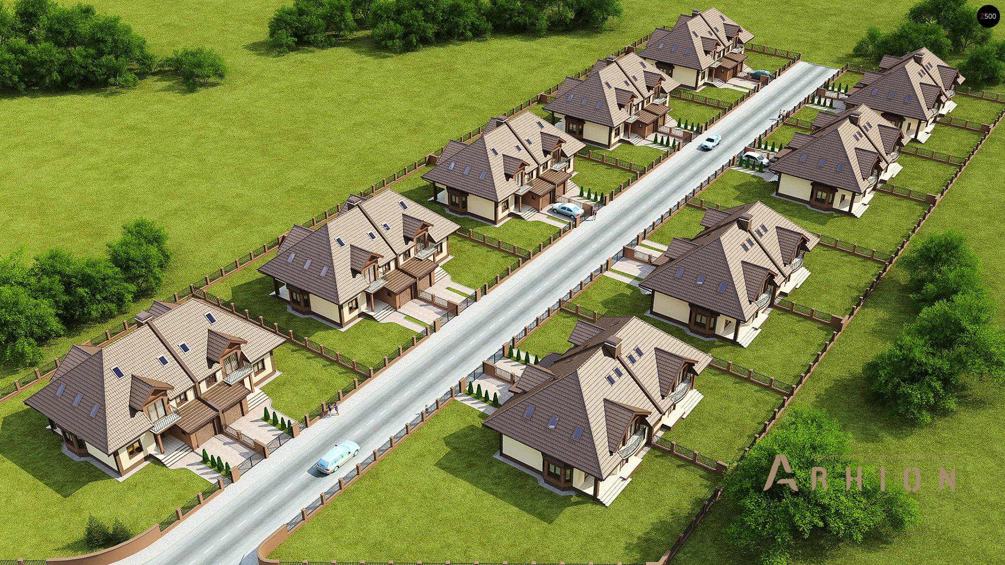 4. Проект одноэтажного дома в современном стиле с четырехскатной, Zb1, площадью - 417 кв c мансардой, балконом, гаражом, эркером