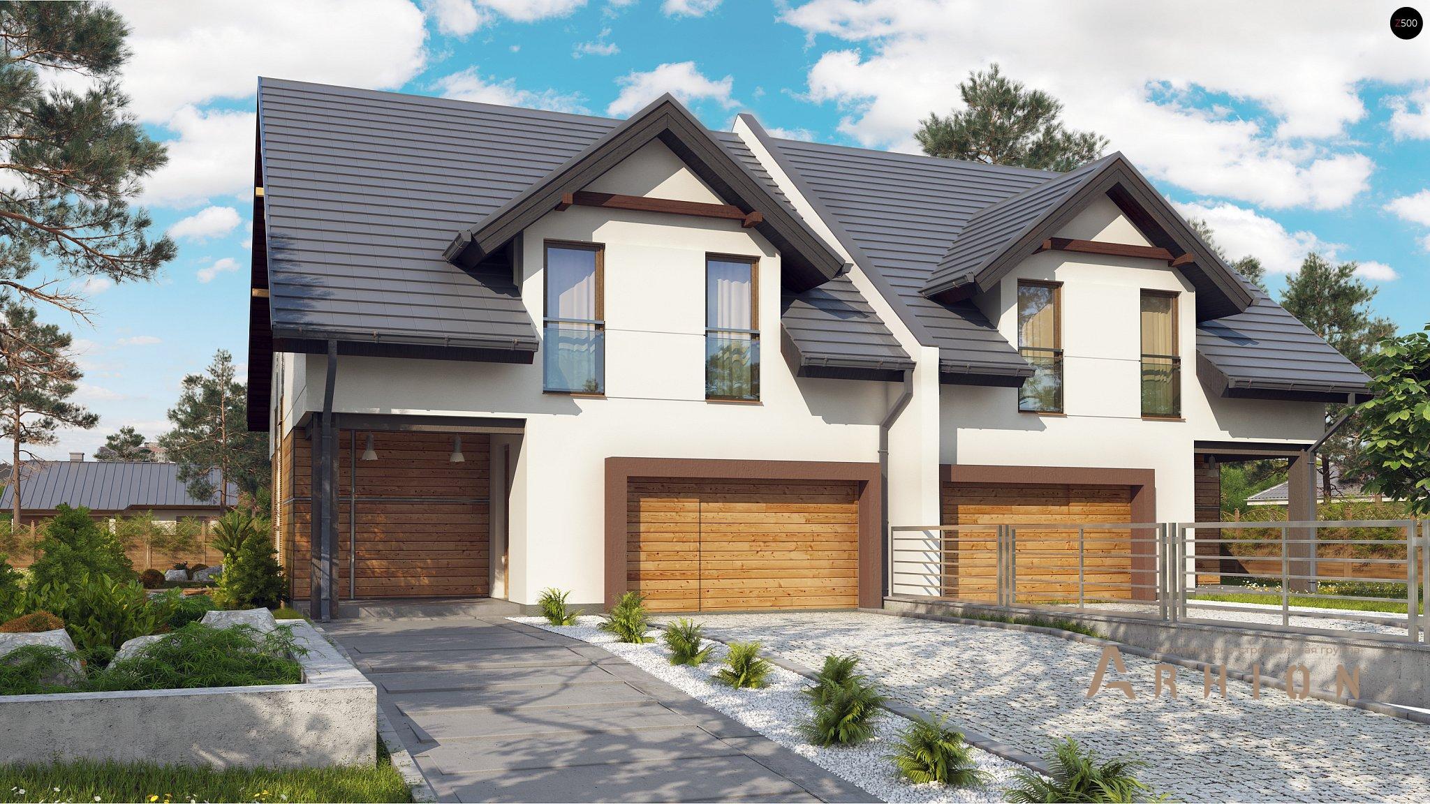 1. Проект одноэтажного дома в современном стиле с многоскатной кровлей, Zb12, площадью - 314 кв c мансардой, терассой, гаражом