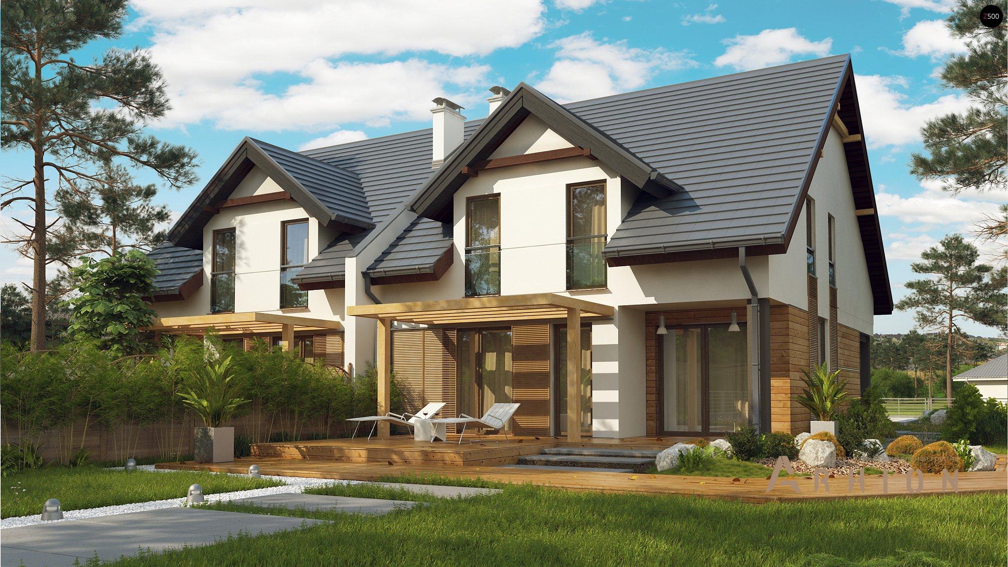 2. Проект одноэтажного дома в современном стиле с многоскатной кровлей, Zb12, площадью - 314 кв c мансардой, терассой, гаражом