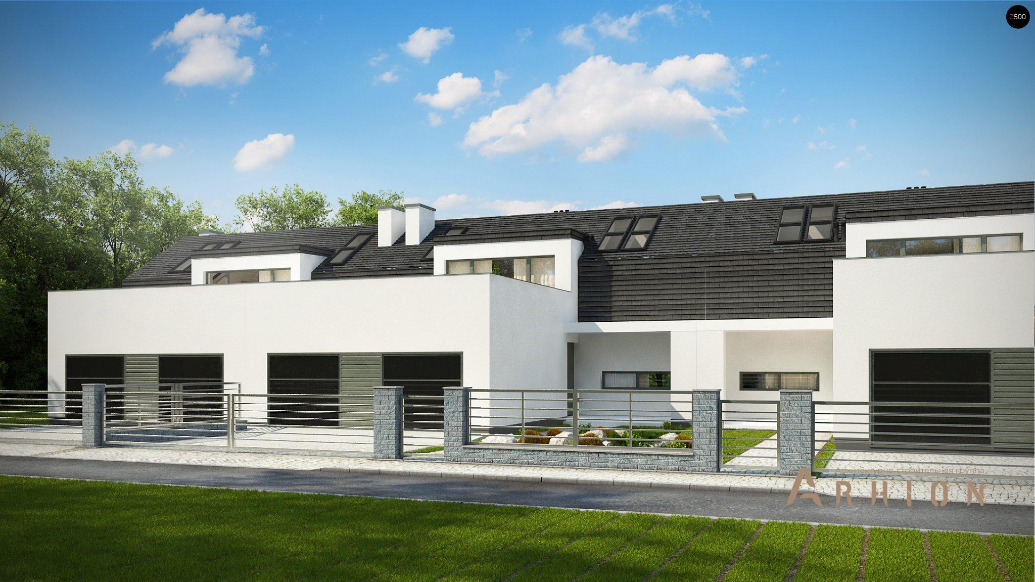 1. Проект одноэтажного дома в современном стиле с плоской кровлей , Zb17, площадью - 182 кв c мансардой, терассой, гаражом