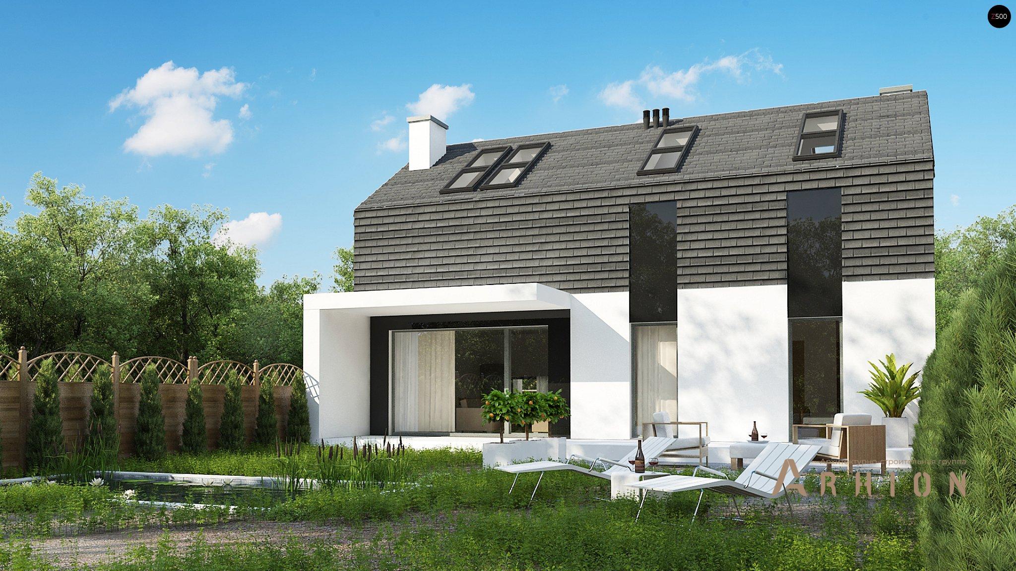 4. Проект одноэтажного дома в современном стиле с плоской кровлей , Zb17, площадью - 182 кв c мансардой, терассой, гаражом