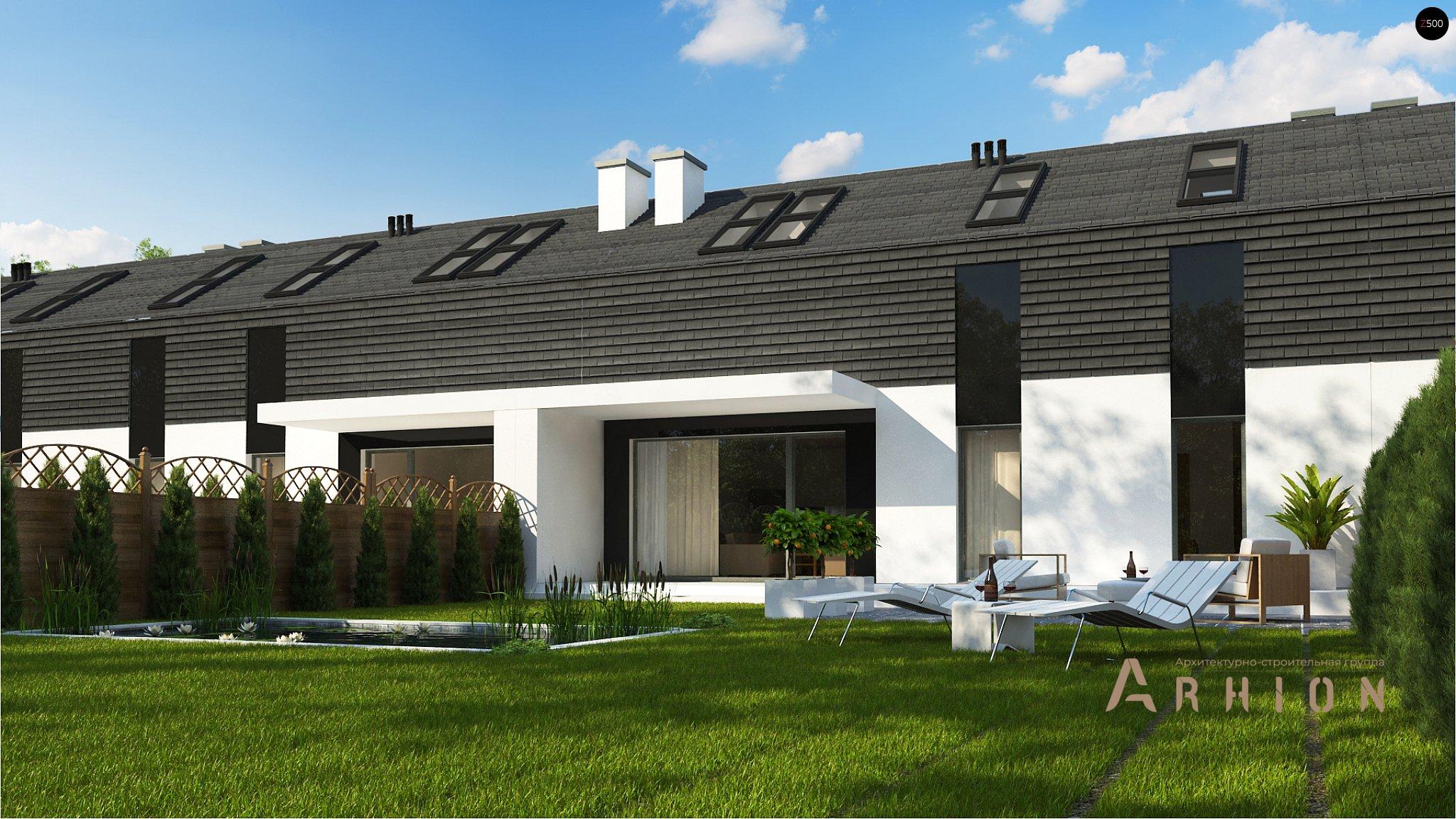 7. Проект одноэтажного дома в современном стиле с плоской кровлей , Zb17, площадью - 182 кв c мансардой, терассой, гаражом