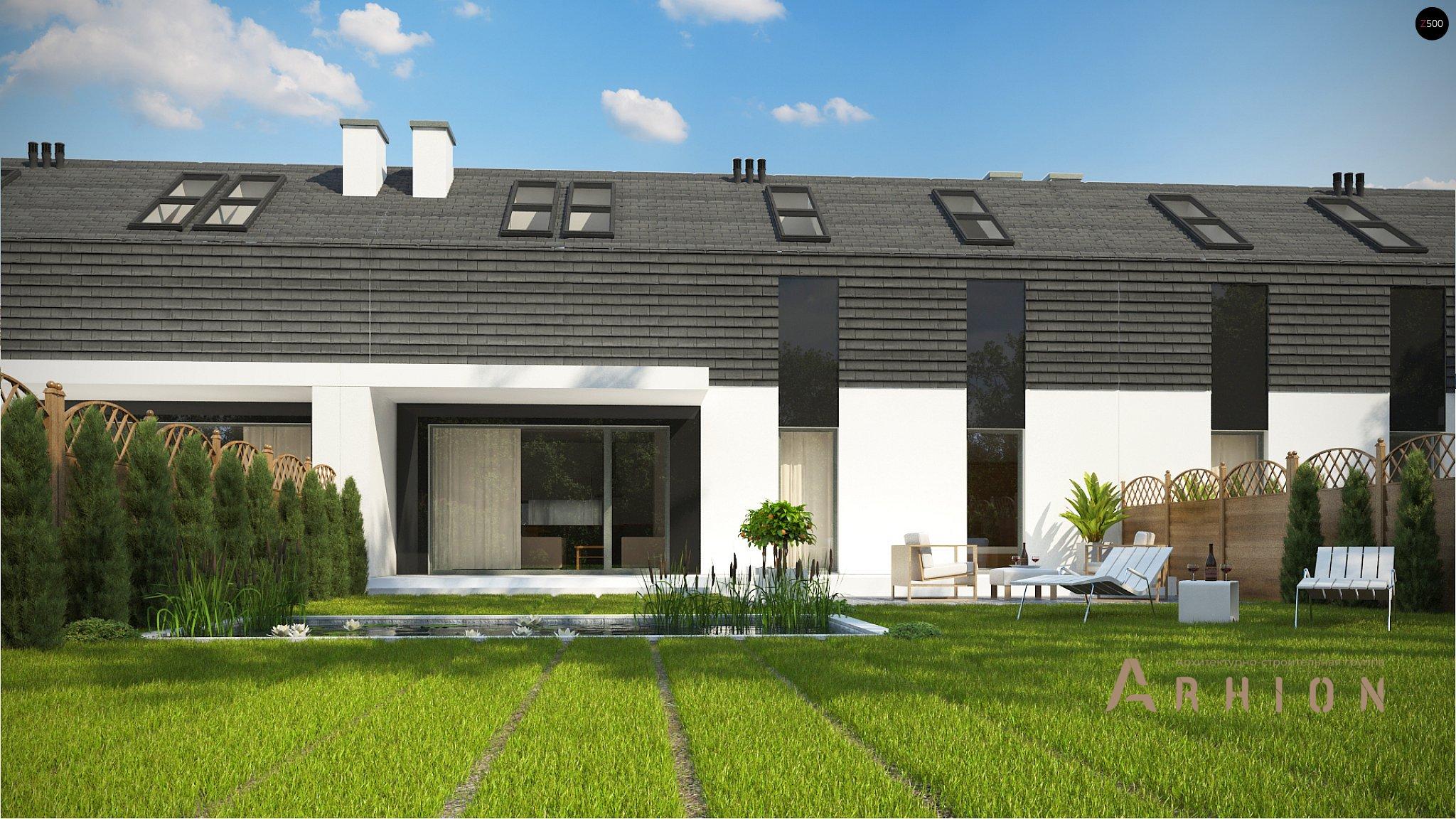 12. Проект одноэтажного дома в современном стиле с плоской кровлей , Zb17, площадью - 182 кв c мансардой, терассой, гаражом