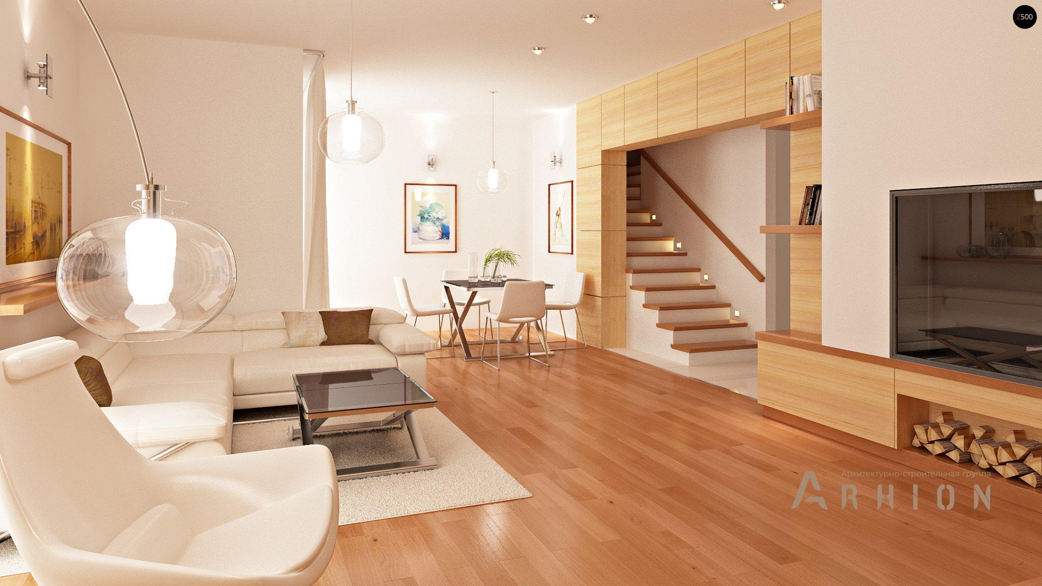 3. Проект одноэтажного дома в современном стиле с двускатной кровлей, Zb4, площадью - 316 кв c мансардой, терассой, балконом, гаражом