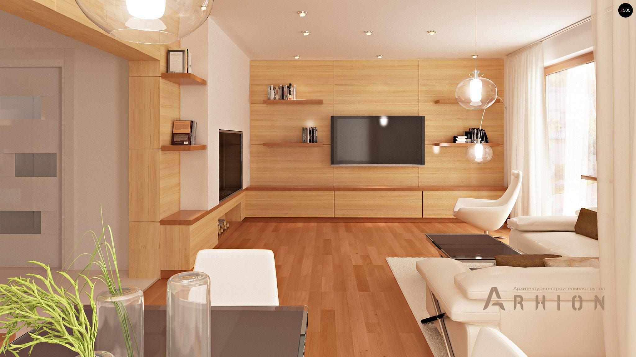 4. Проект одноэтажного дома в современном стиле с двускатной кровлей, Zb4, площадью - 316 кв c мансардой, терассой, балконом, гаражом