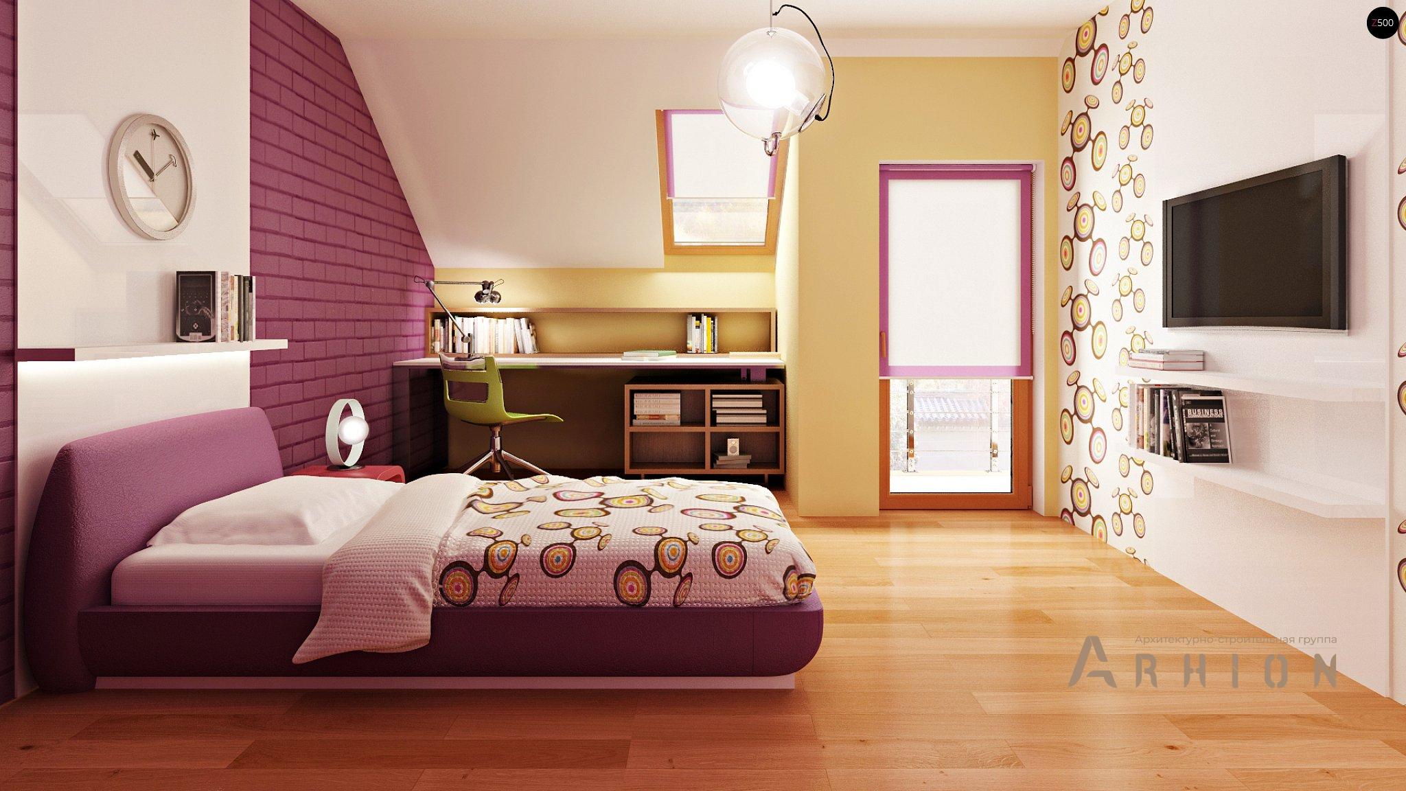 6. Проект одноэтажного дома в современном стиле с двускатной кровлей, Zb4, площадью - 316 кв c мансардой, терассой, балконом, гаражом