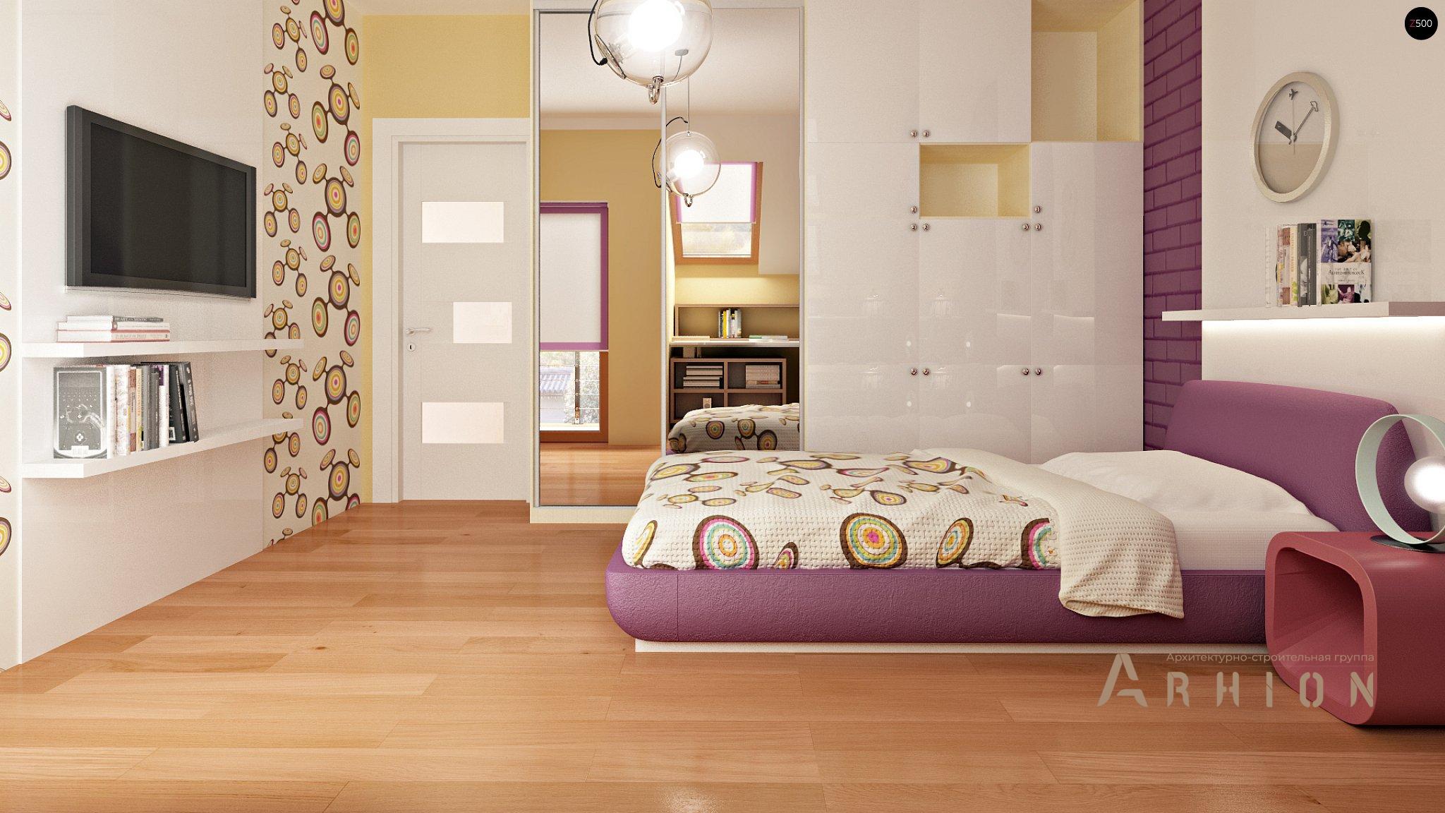 7. Проект одноэтажного дома в современном стиле с двускатной кровлей, Zb4, площадью - 316 кв c мансардой, терассой, балконом, гаражом