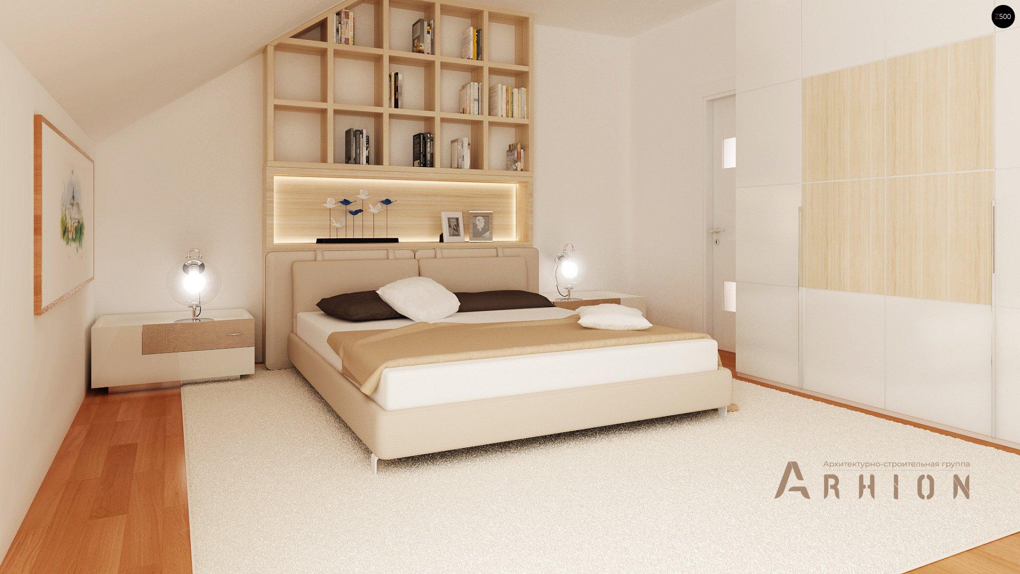 8. Проект одноэтажного дома в современном стиле с двускатной кровлей, Zb4, площадью - 316 кв c мансардой, терассой, балконом, гаражом