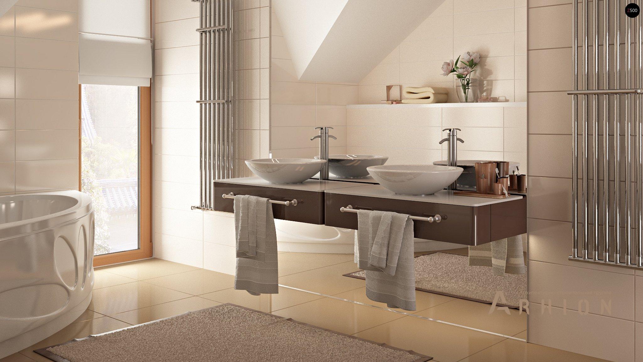 10. Проект одноэтажного дома в современном стиле с двускатной кровлей, Zb4, площадью - 316 кв c мансардой, терассой, балконом, гаражом