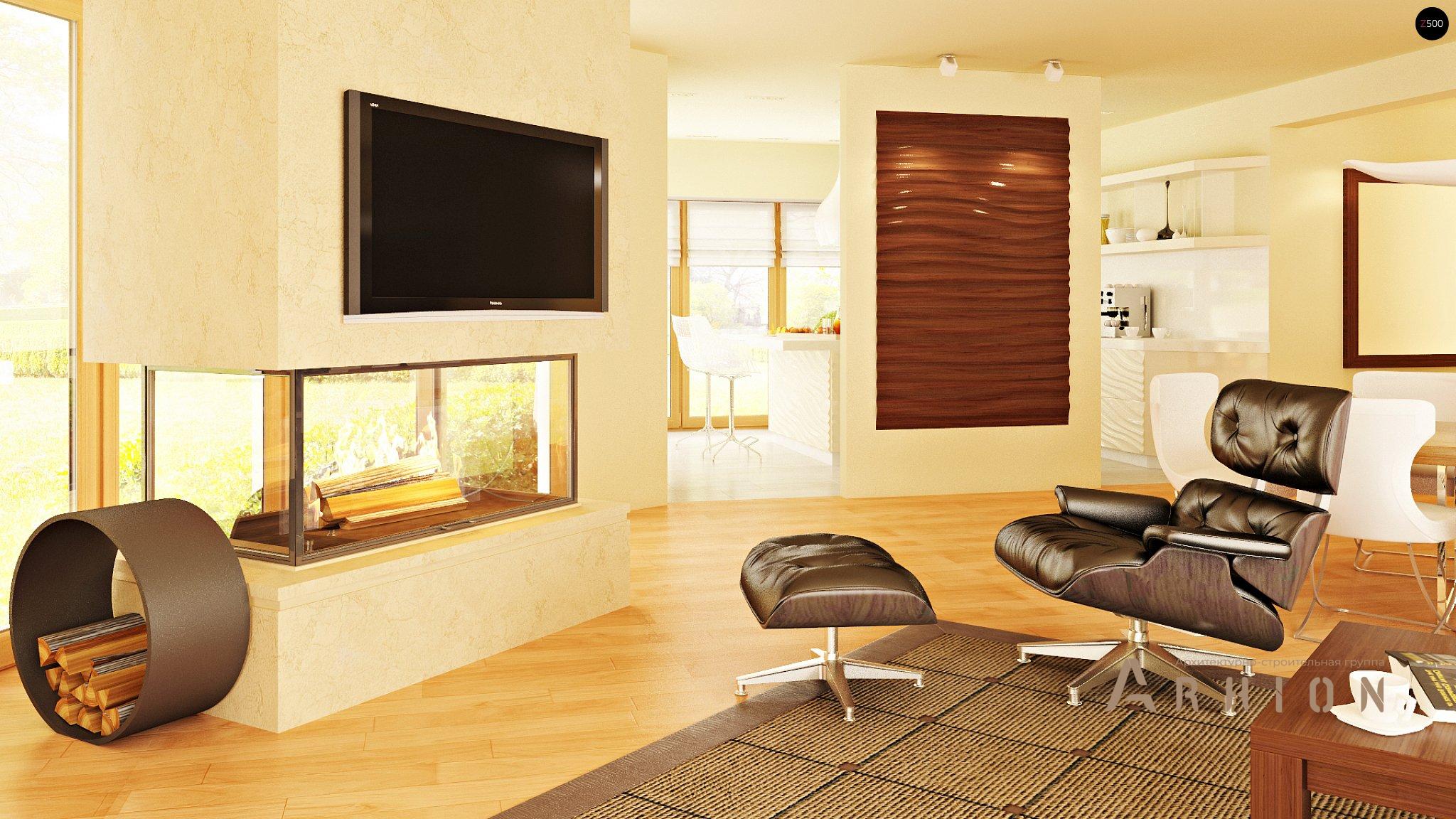 3. Проект одноэтажного дома в современном стиле с многоскатной кровлей, Zr1, площадью - 509 кв c мансардой, терассой, балконом, гаражом