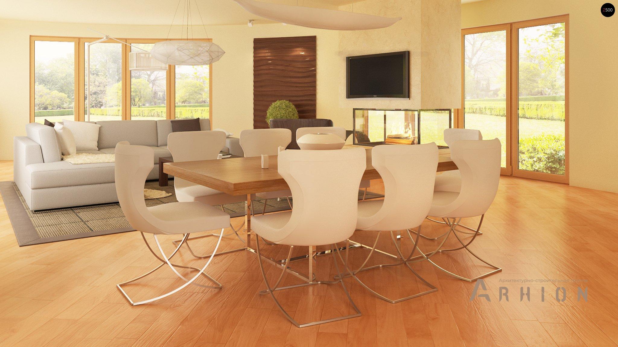 4. Проект одноэтажного дома в современном стиле с многоскатной кровлей, Zr1, площадью - 509 кв c мансардой, терассой, балконом, гаражом