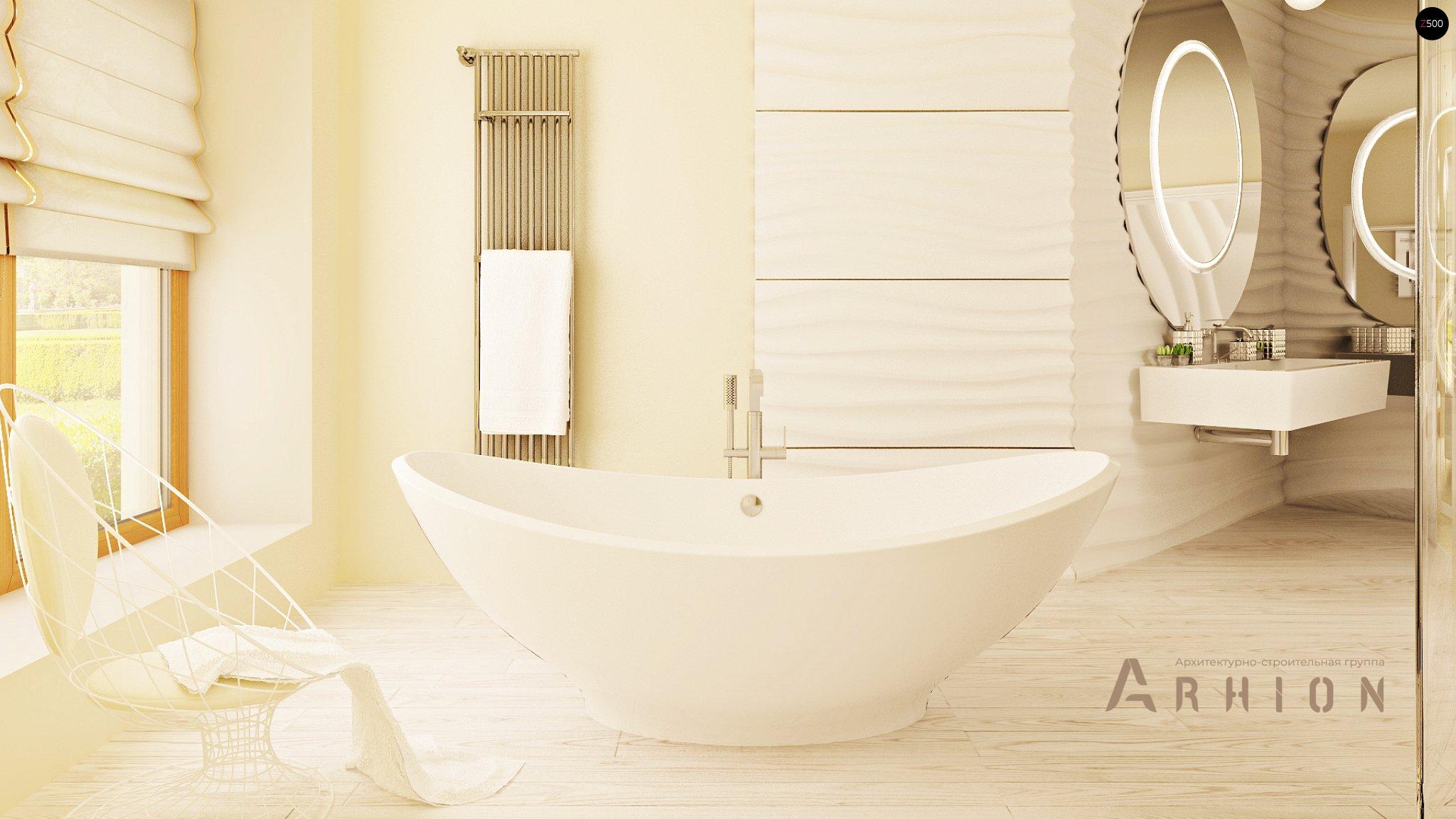 10. Проект одноэтажного дома в современном стиле с многоскатной кровлей, Zr1, площадью - 509 кв c мансардой, терассой, балконом, гаражом