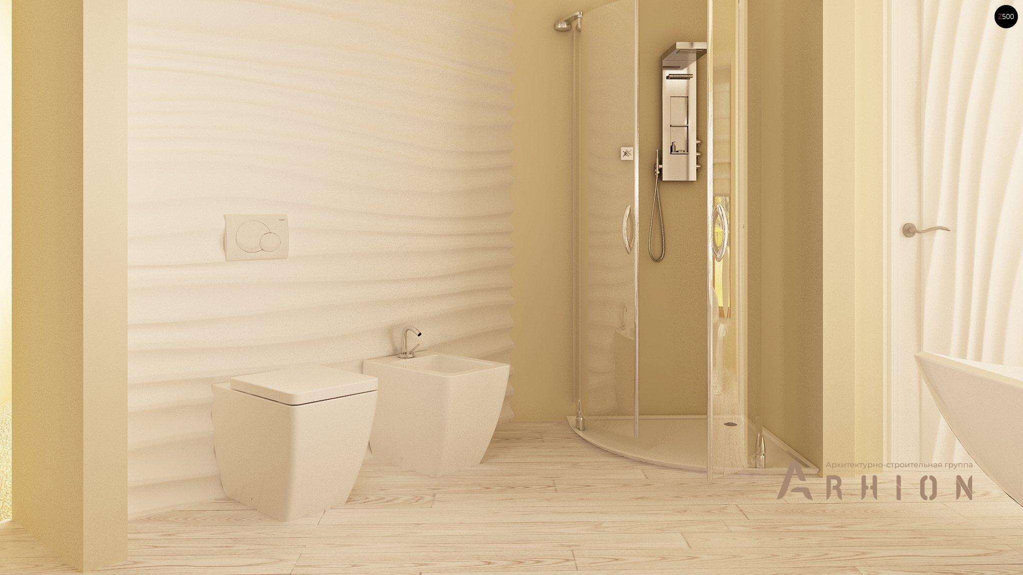 11. Проект одноэтажного дома в современном стиле с многоскатной кровлей, Zr1, площадью - 509 кв c мансардой, терассой, балконом, гаражом