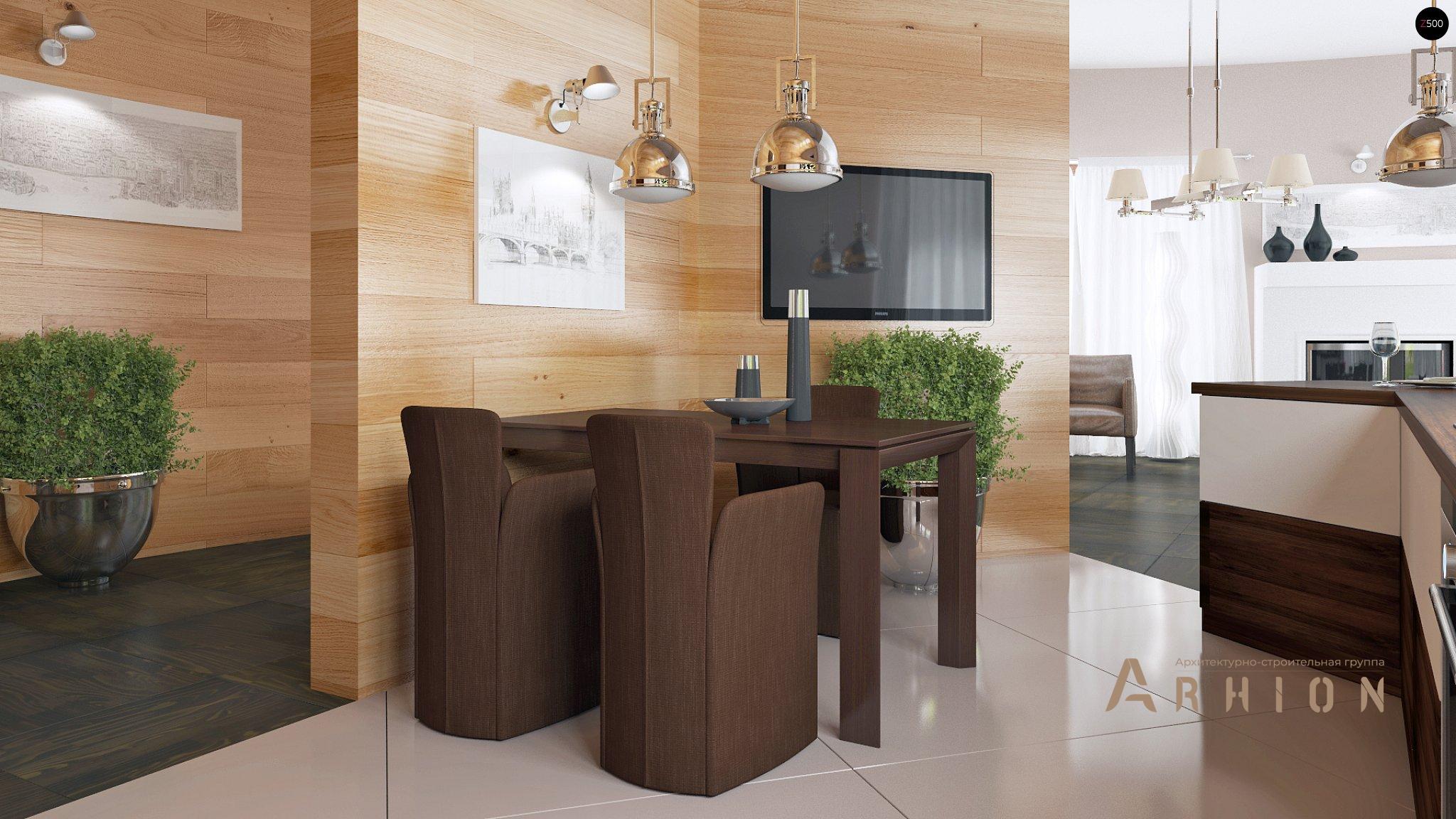 4. Проект одноэтажного дома в современном стиле с многоскатной кровлей, Zr5, площадью - 466 кв c мансардой, терассой, гаражом