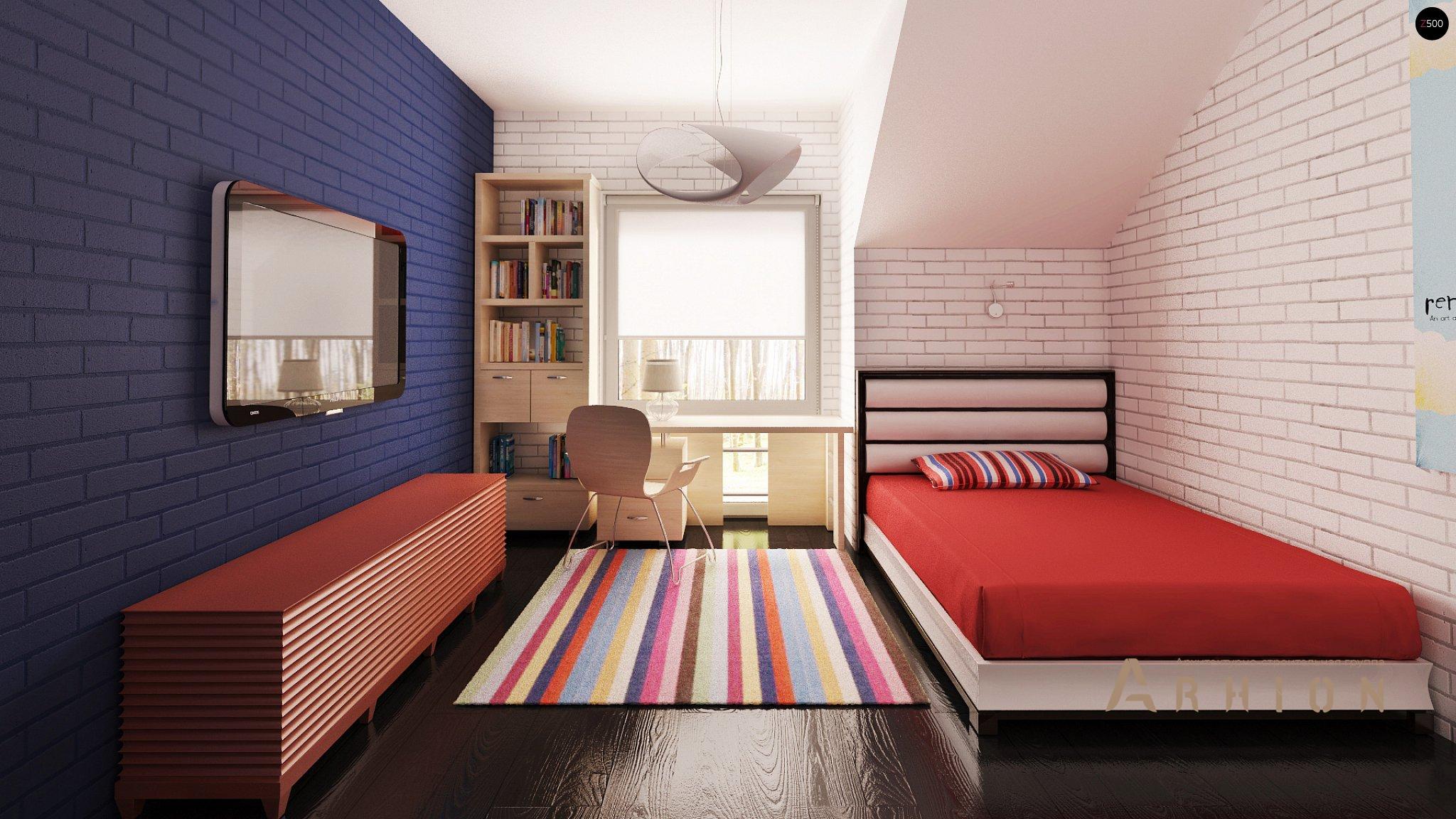 6. Проект одноэтажного дома в современном стиле с двускатной кровлей, Zs1, площадью - 154 кв c мансардой, терассой, гаражом, эркером