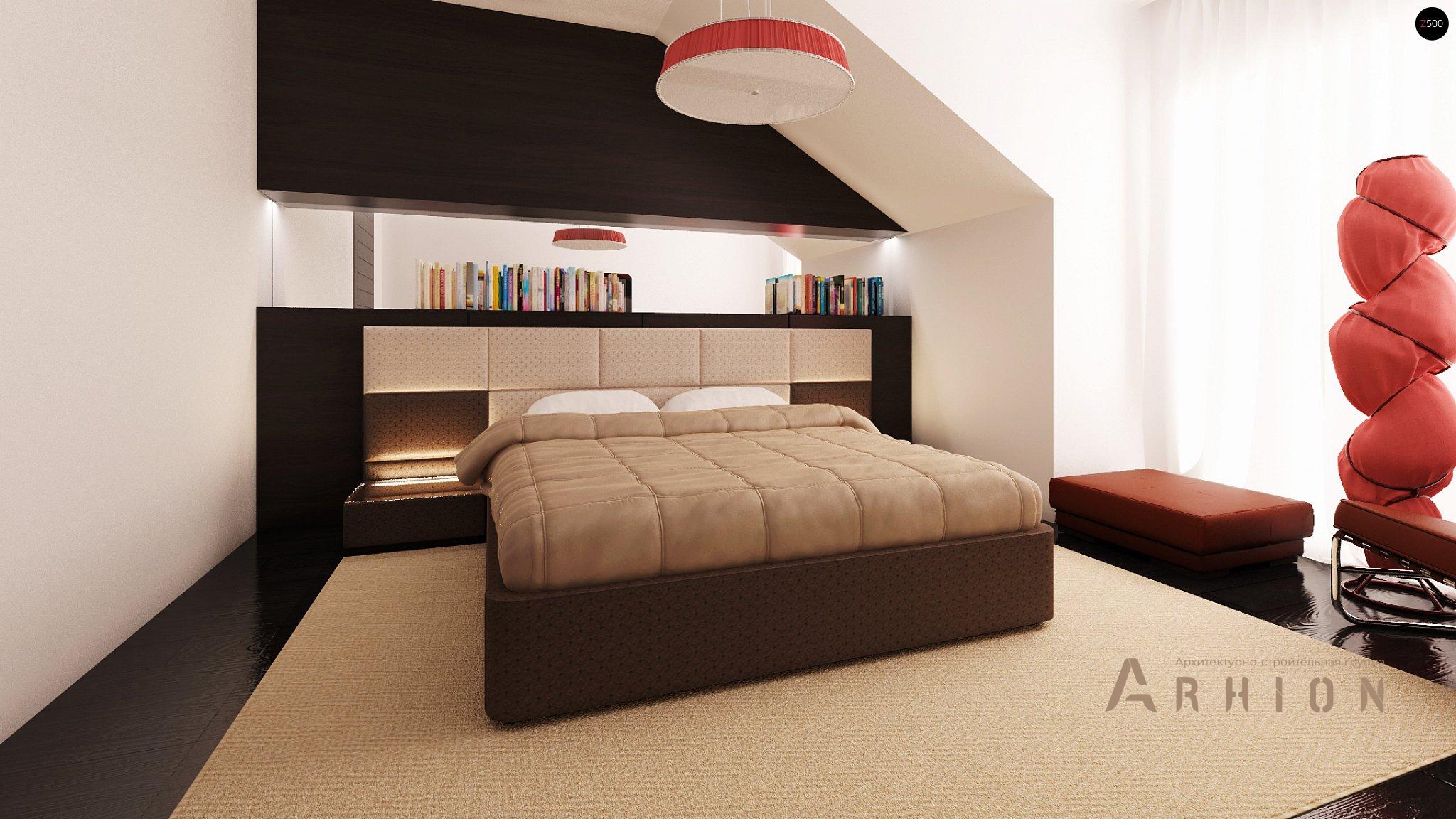 9. Проект одноэтажного дома в современном стиле с двускатной кровлей, Zs1, площадью - 154 кв c мансардой, терассой, гаражом, эркером