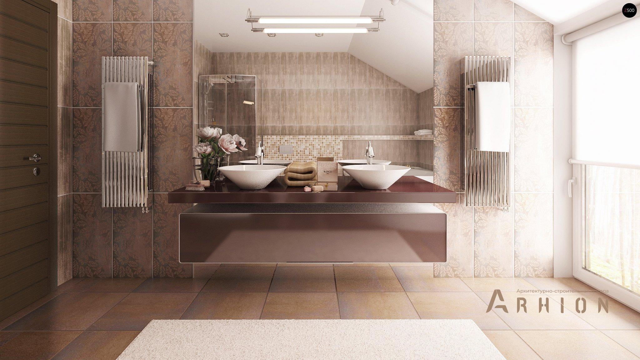 11. Проект одноэтажного дома в современном стиле с двускатной кровлей, Zs1, площадью - 154 кв c мансардой, терассой, гаражом, эркером