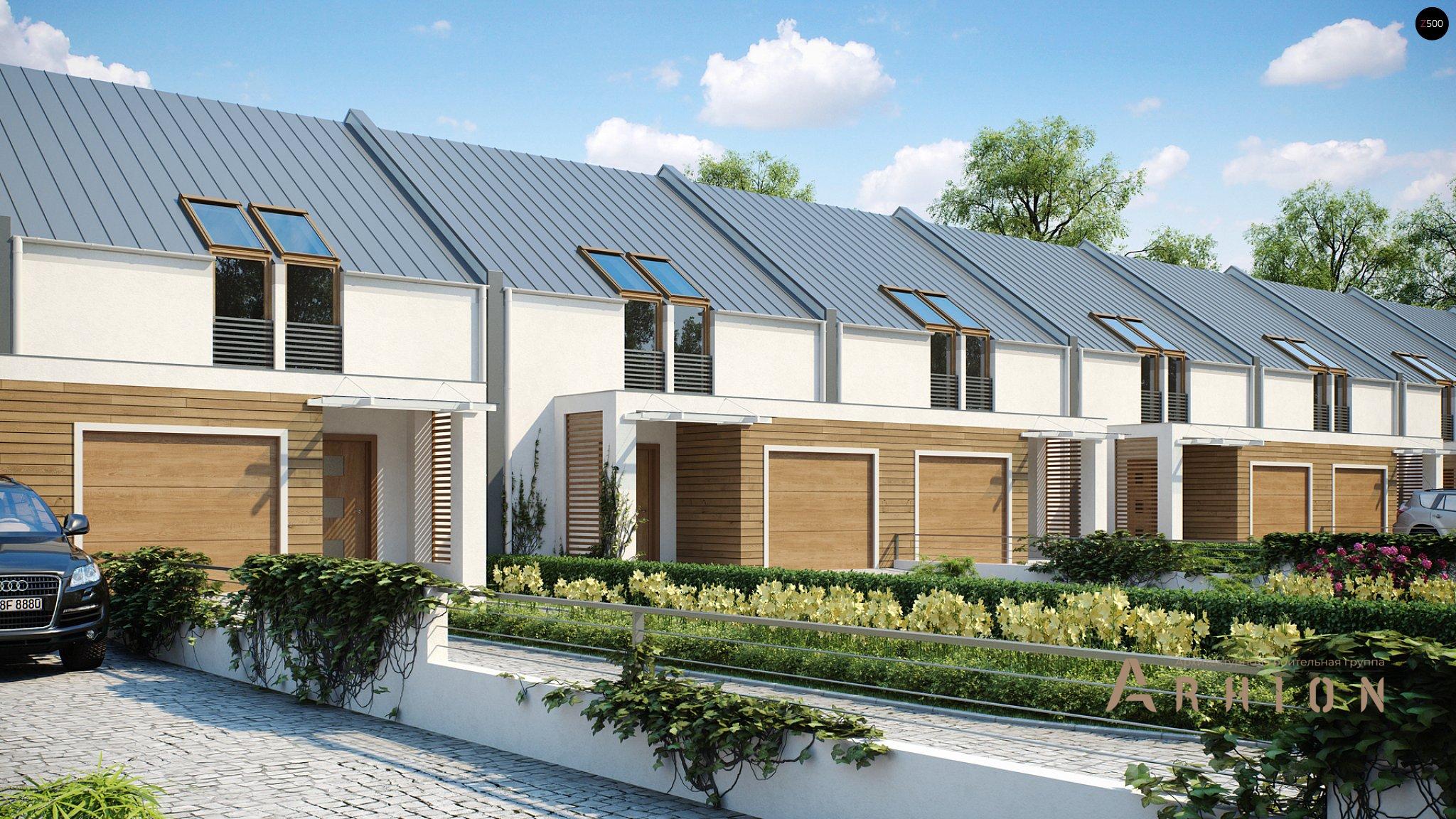 12. Проект одноэтажного дома в современном стиле с двускатной кровлей, Zs1, площадью - 154 кв c мансардой, терассой, гаражом, эркером