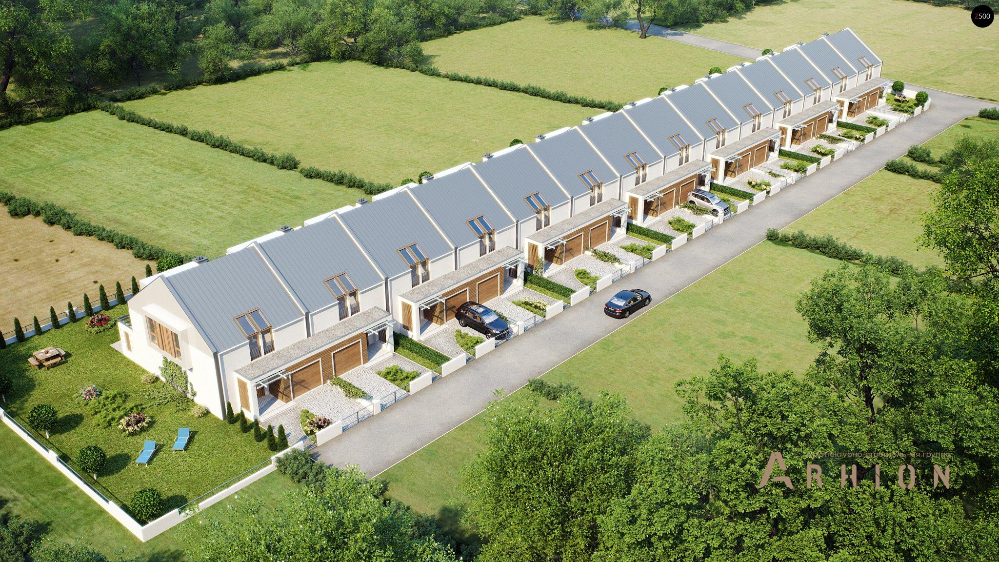 14. Проект одноэтажного дома в современном стиле с двускатной кровлей, Zs1, площадью - 154 кв c мансардой, терассой, гаражом, эркером