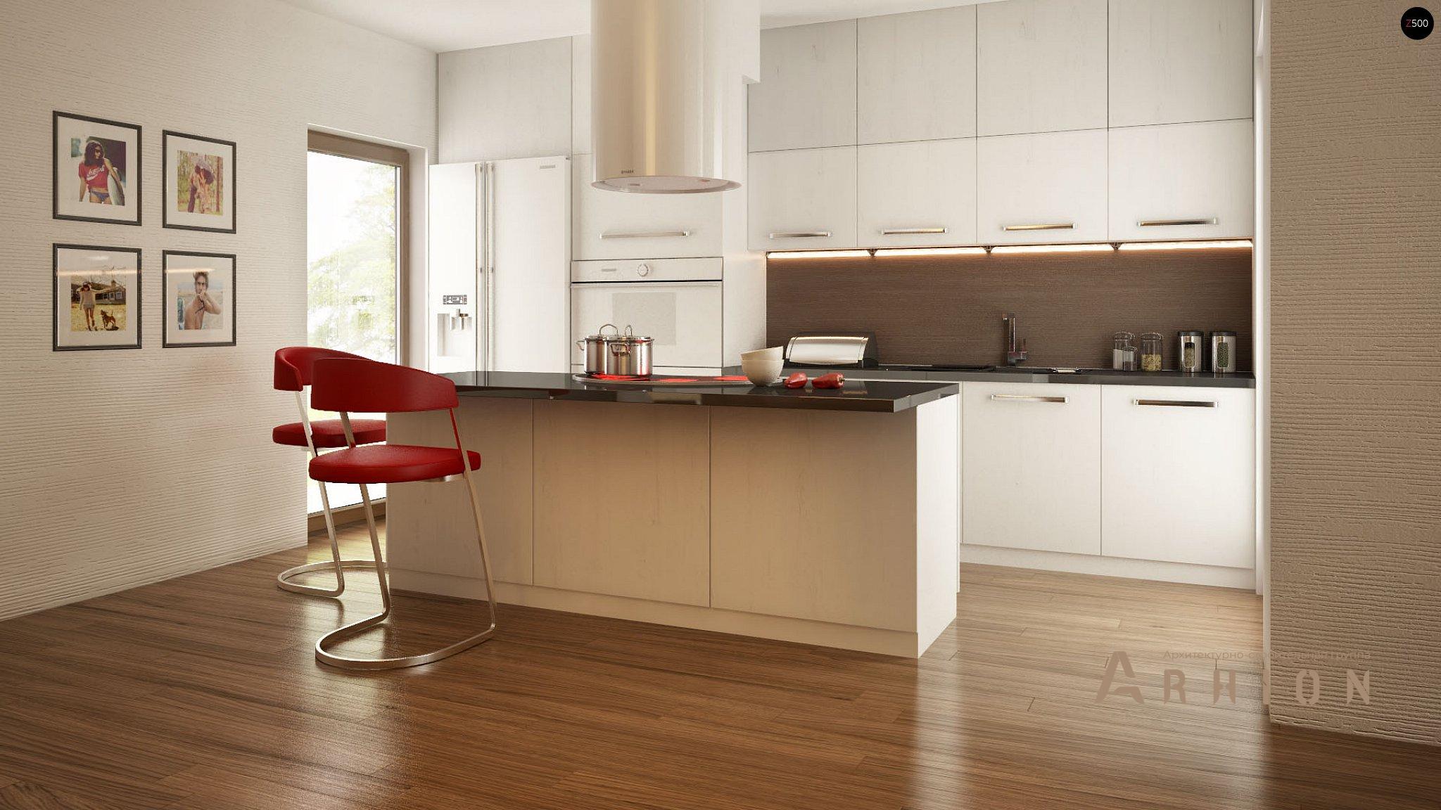 5. Проект одноэтажного дома в стиле хай-тек с плоской кровлей , Zx101, площадью - 159 кв c терассой