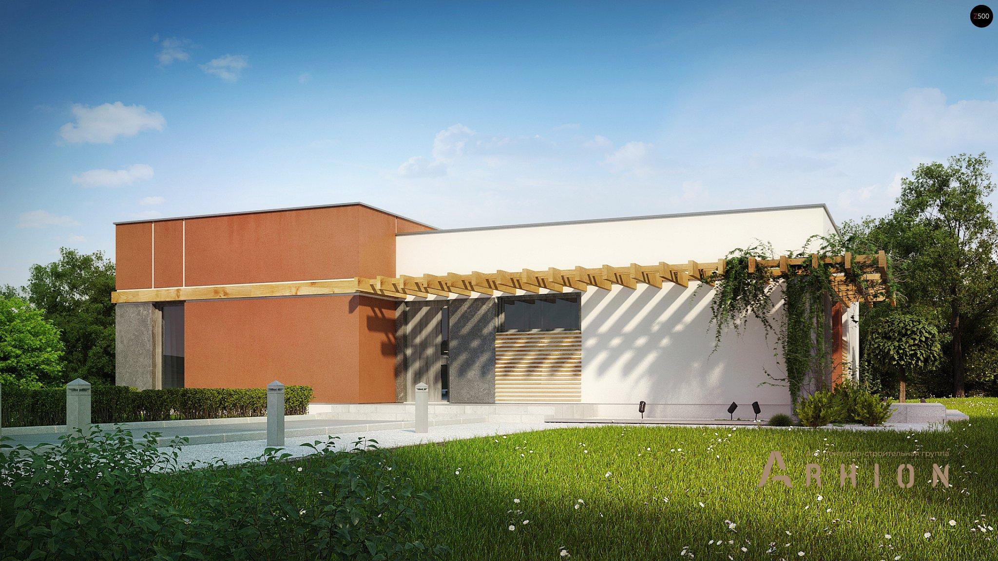 13. Проект одноэтажного дома в стиле хай-тек с плоской кровлей , Zx101, площадью - 159 кв c терассой